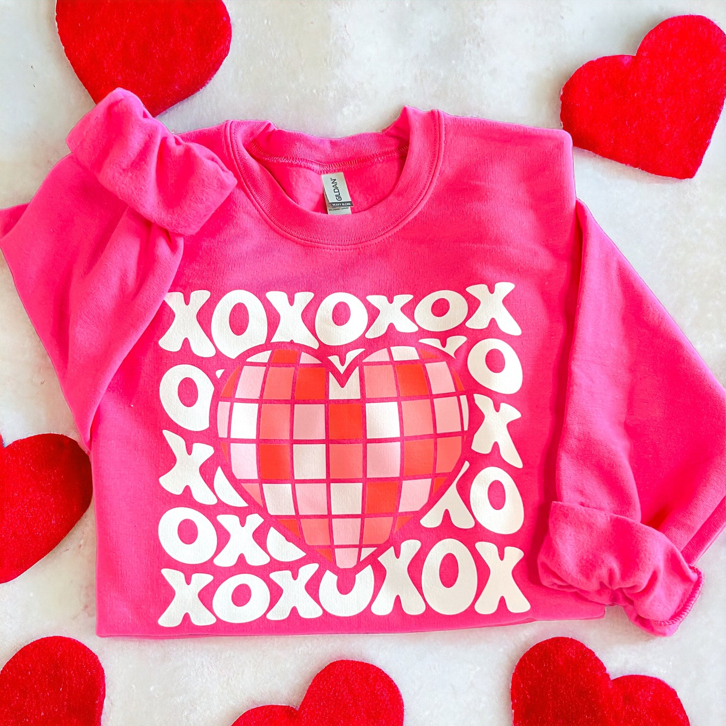 Valentine’s Sweater xoxo w/ disco ball heart