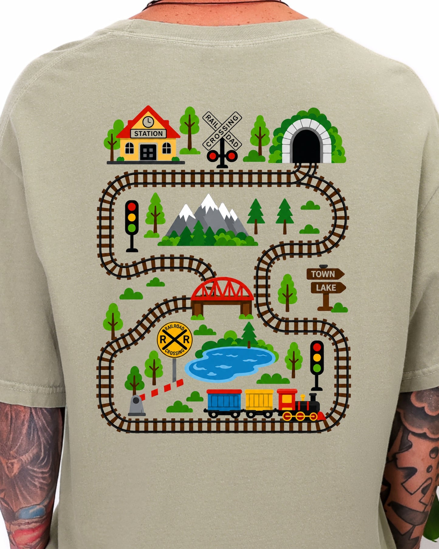 Tired Dads Club Train Shirt, Play Mat Tshirt for Dad, Interactive Tee, Fun Dad Gift, Train Engineer Shirt, Sensory Play Tee