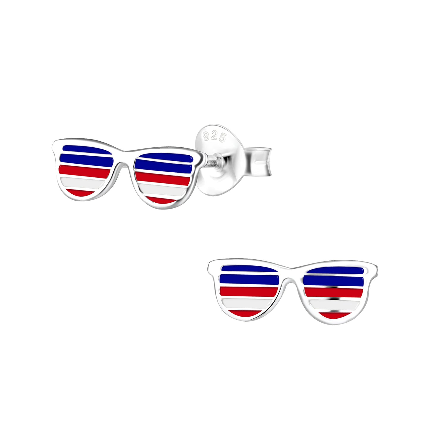 a pair of sunglasses with the colors of the flag of thailand