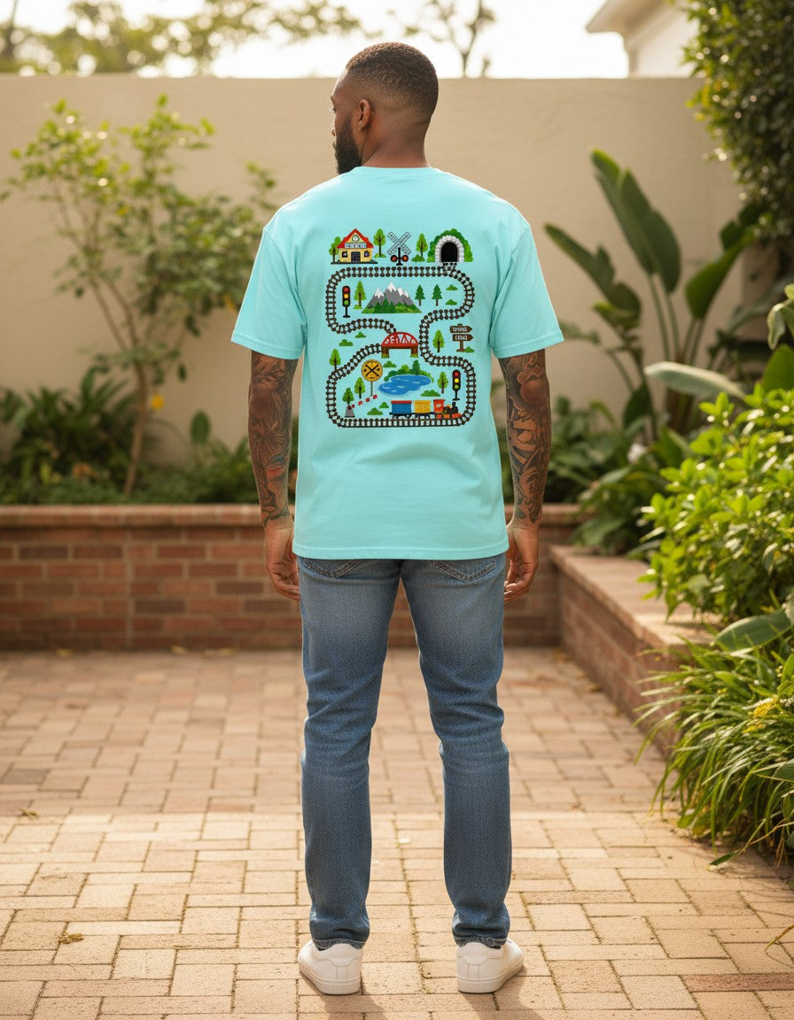 Tired Dads Club Train Shirt, Play Mat Tshirt for Dad, Interactive Tee, Fun Dad Gift, Train Engineer Shirt, Sensory Play Tee