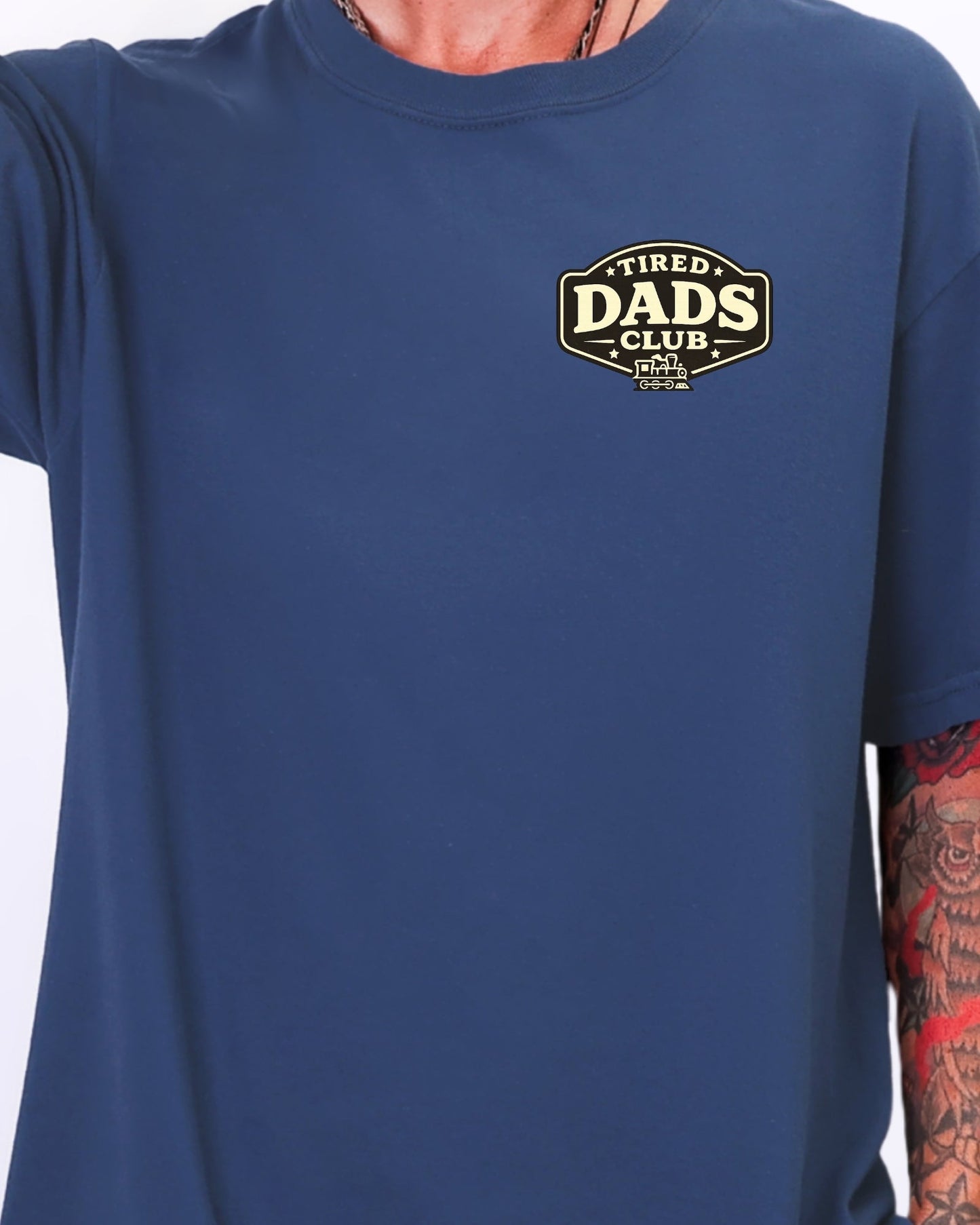 Tired Dads Club Train Shirt, Play Mat Tshirt for Dad, Interactive Tee, Fun Dad Gift, Train Engineer Shirt, Sensory Play Tee