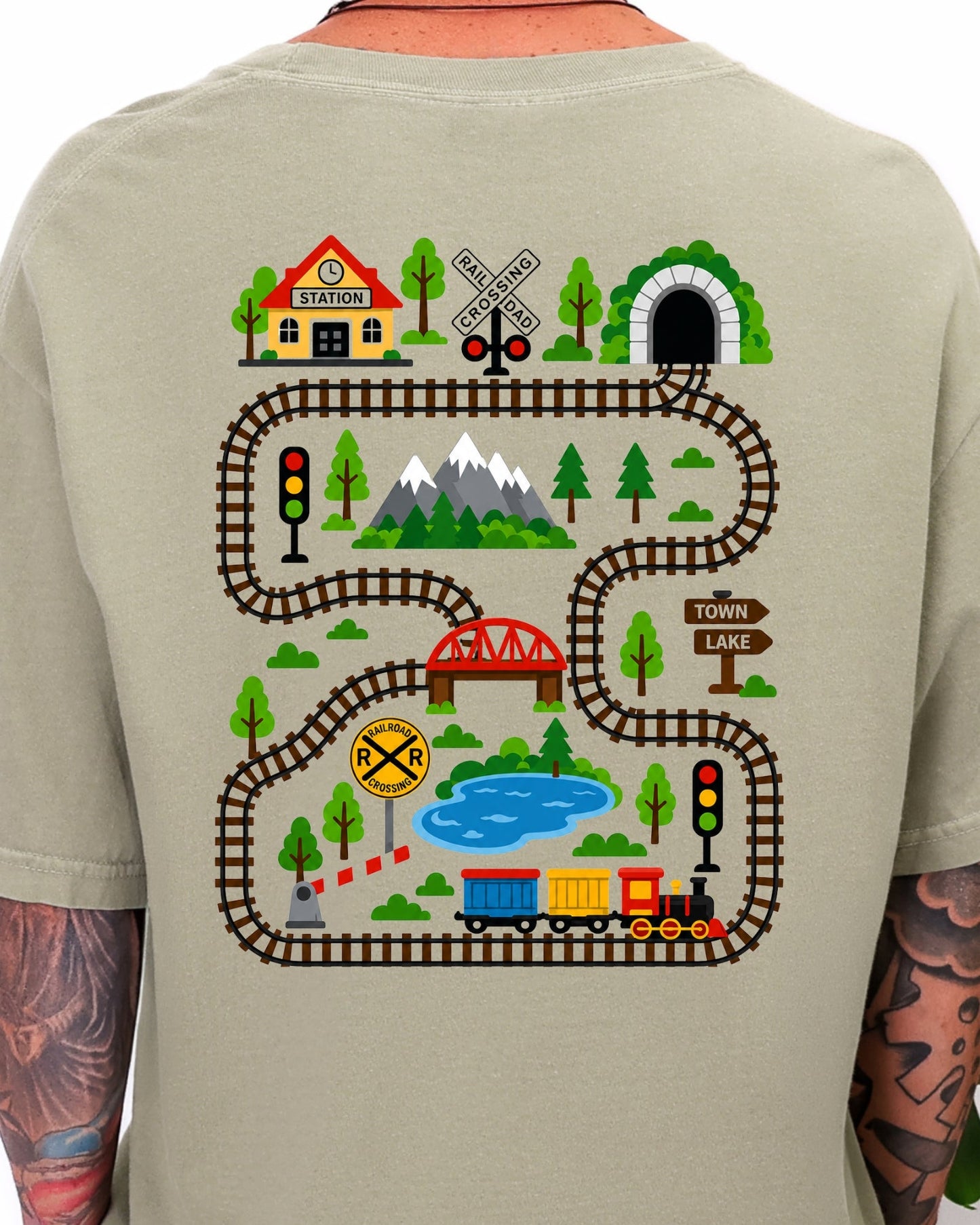 Tired Dads Club Train Shirt, Play Mat Tshirt for Dad, Interactive Tee, Fun Dad Gift, Train Engineer Shirt, Sensory Play Tee