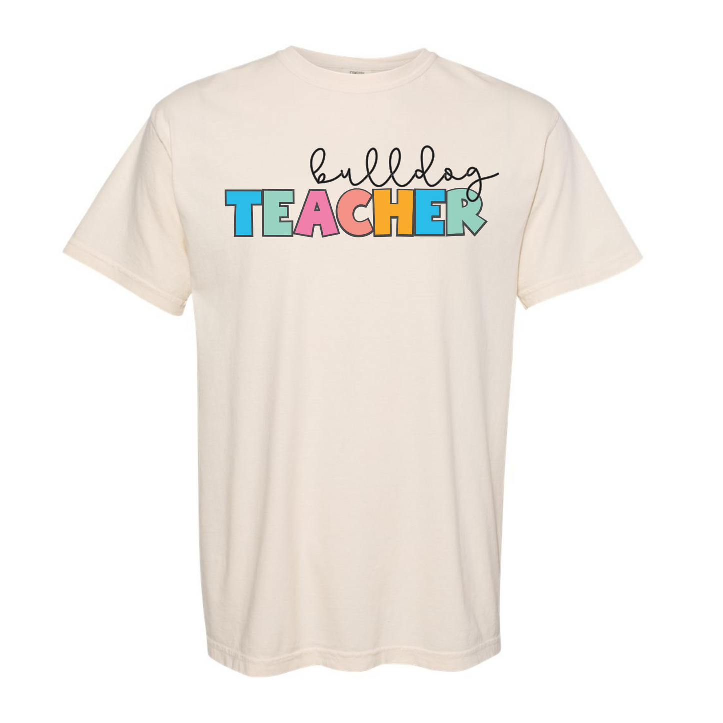 a white t - shirt with the words teacher printed on it