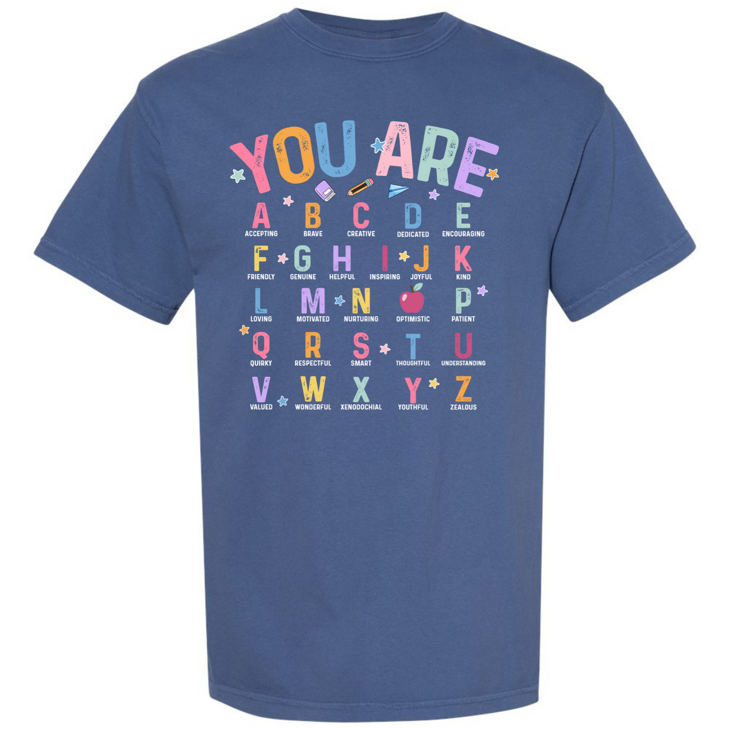 a blue youth's t - shirt with the words you are