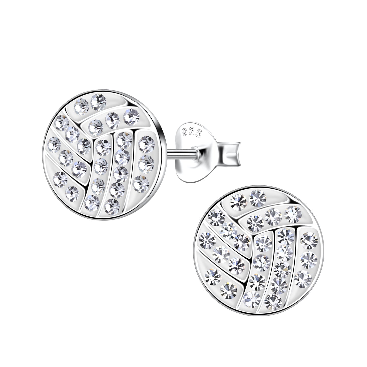 a pair of white gold earrings with diamonds