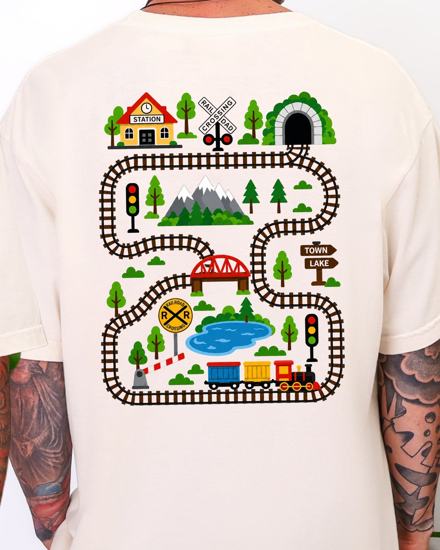 Tired Dads Club Train Shirt, Play Mat Tshirt for Dad, Interactive Tee, Fun Dad Gift, Train Engineer Shirt, Sensory Play Tee