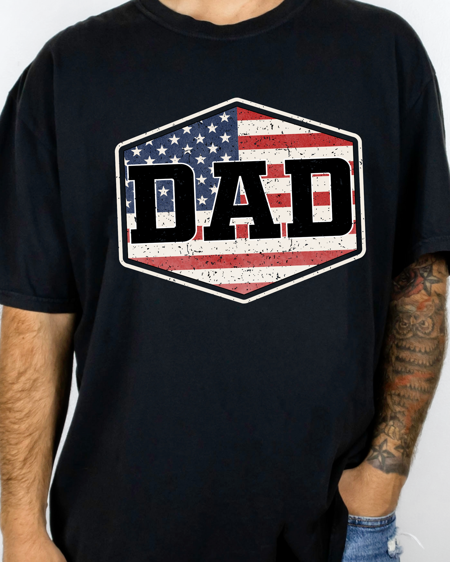 Patriotic Dad Shirt, Comfort Colors Dad Tee, Fathers Day Gift for Dad, American Flag Dad Shirt, 4th of July Dad Shirt
