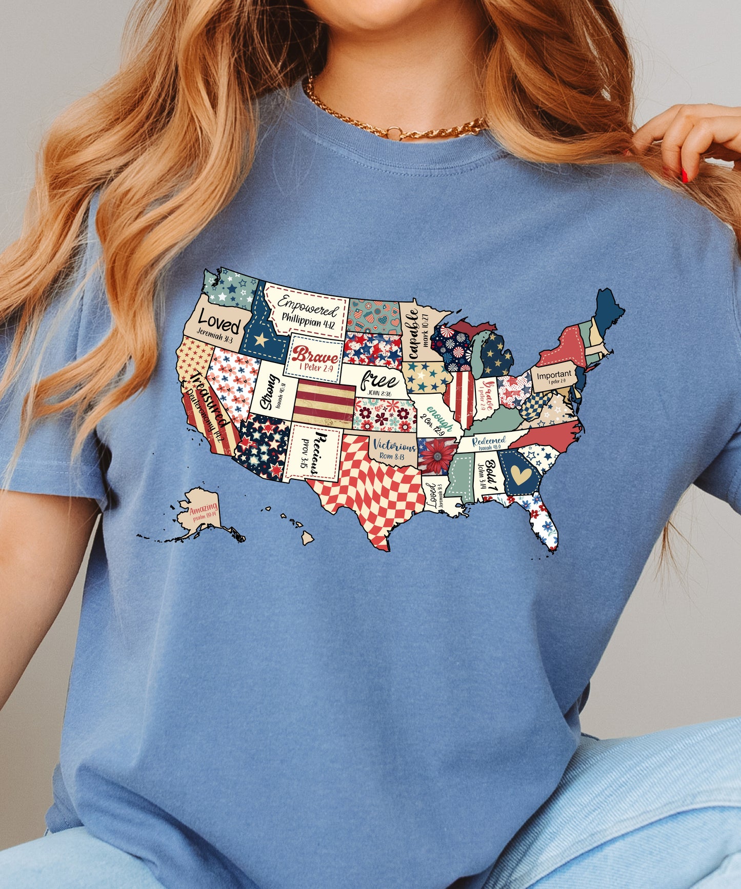 Faith USA Map T-Shirt | Scripture-Inspired Patriotic Comfort Colors Tee