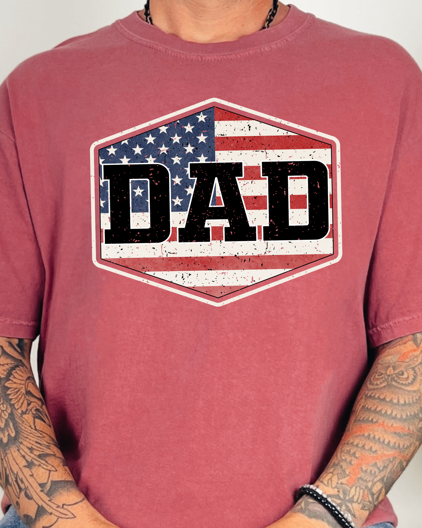 Patriotic Dad Shirt, Comfort Colors Dad Tee, Fathers Day Gift for Dad, American Flag Dad Shirt, 4th of July Dad Shirt