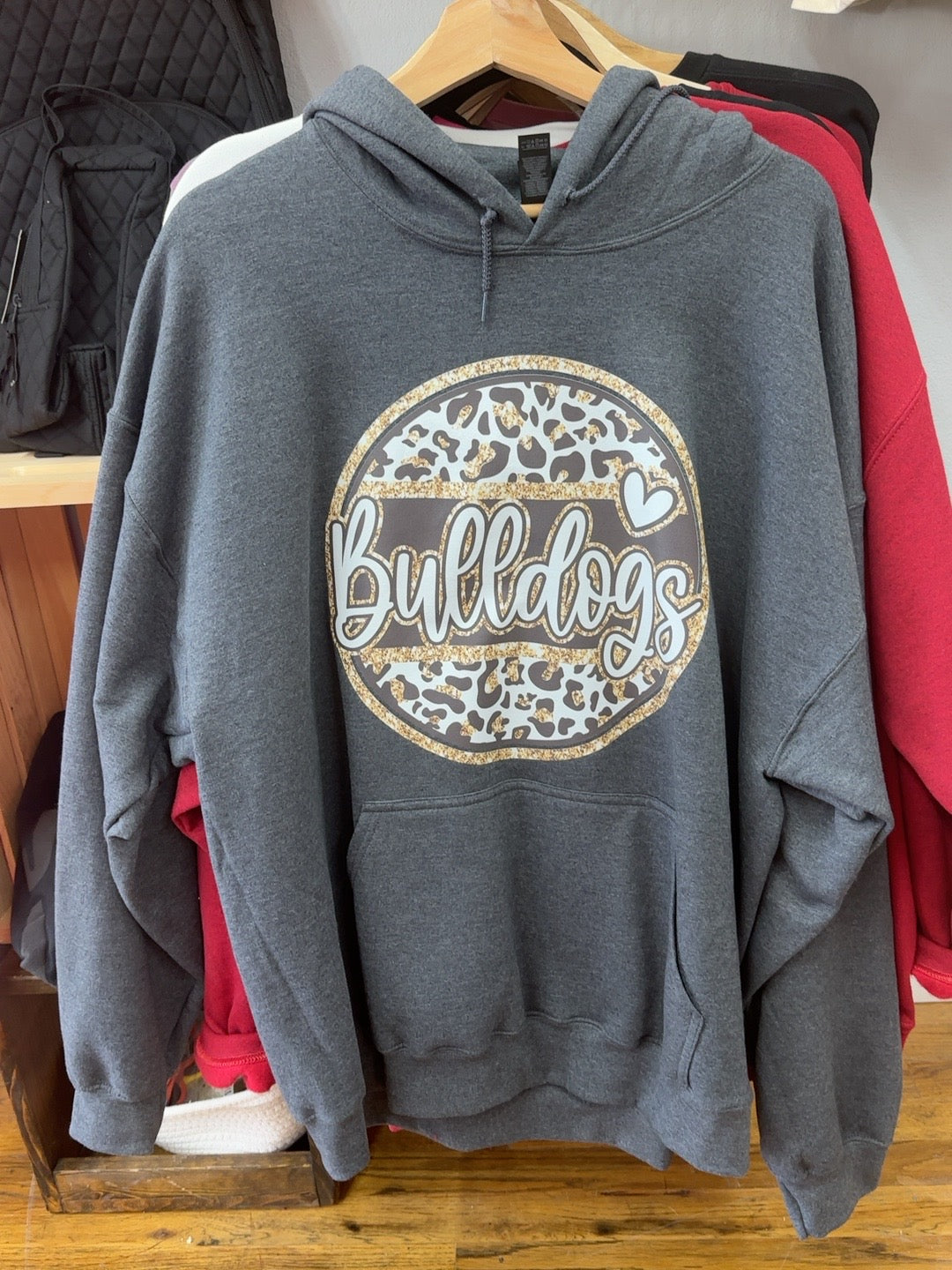Bulldogs leopard circle dark heather hoodie XL