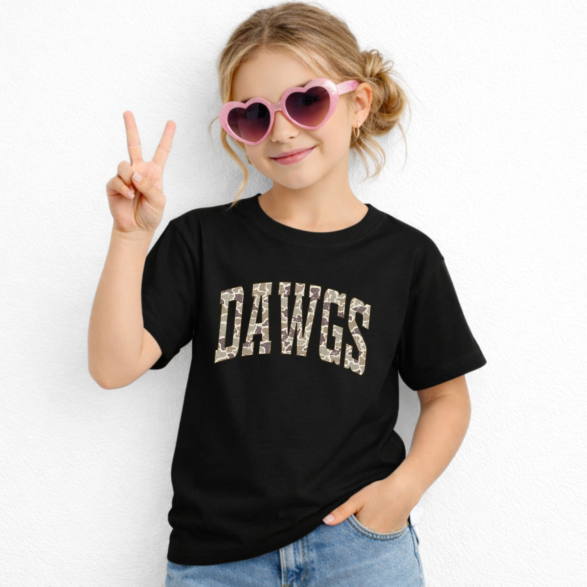 camo dawgs youth t shirt 5000b -black- girl lifestyle