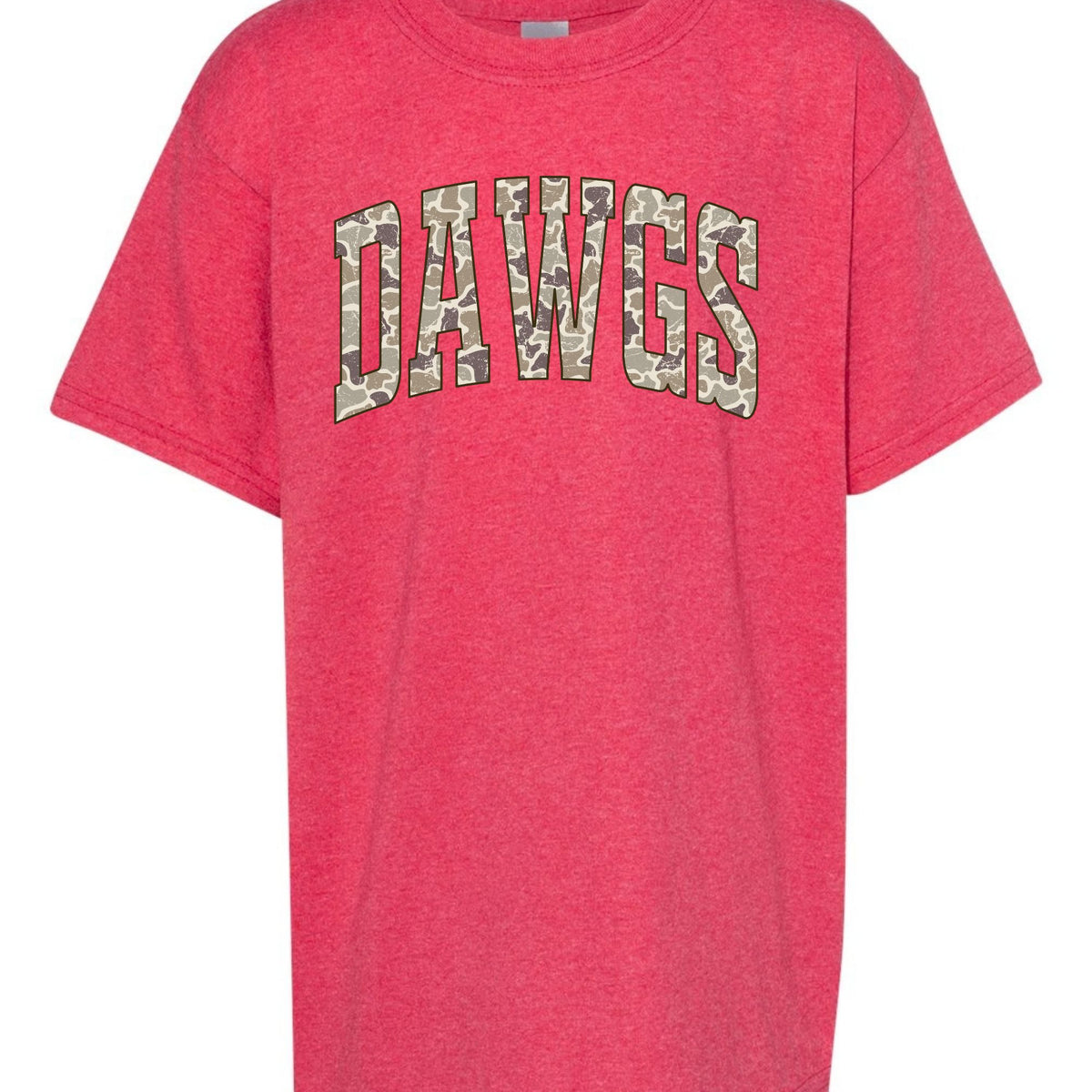 camo dawgs youth t shirt 5000b -heather red- flatlay