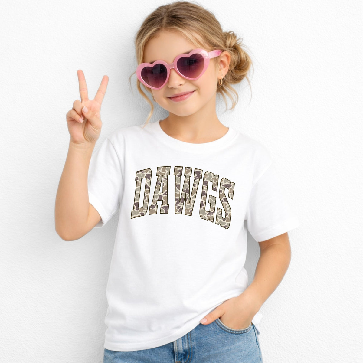 camo dawgs youth t shirt 5000b -white- girl lifestyle
