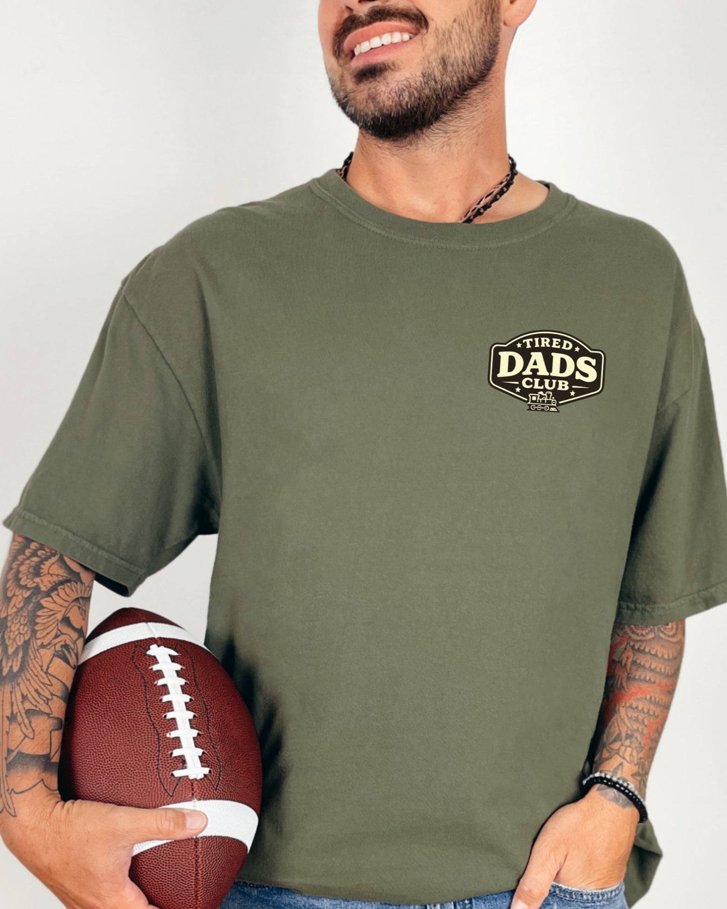 Tired Dads Club Train Shirt, Play Mat Tshirt for Dad, Interactive Tee, Fun Dad Gift, Train Engineer Shirt, Sensory Play Tee