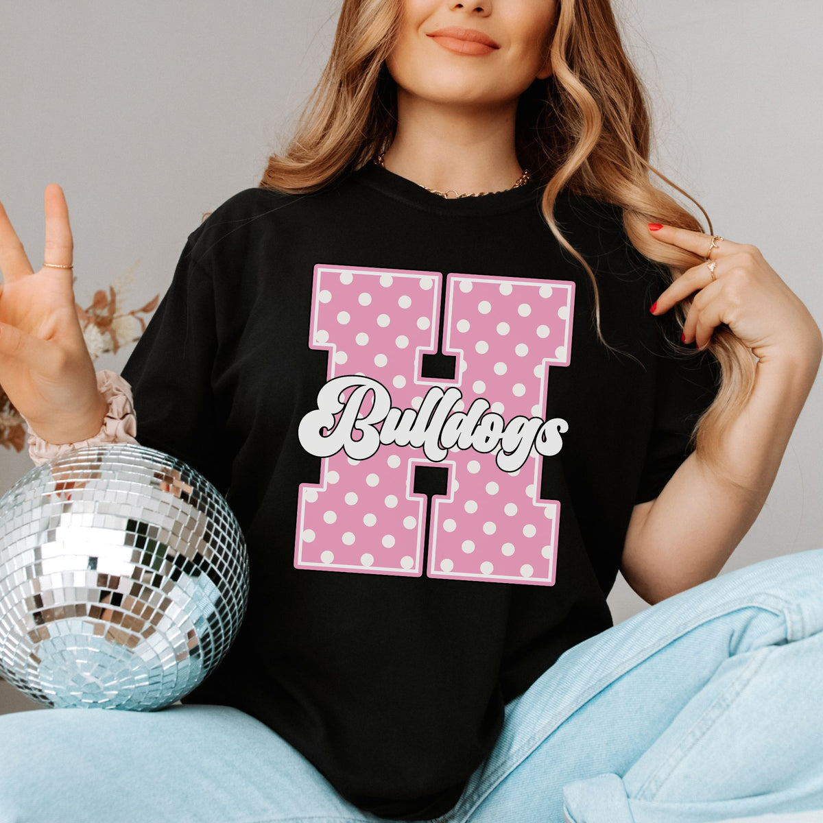 Hamilton Pink Polka Dot Initial Comfort Colors Tee