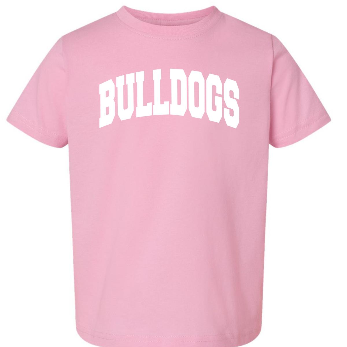 Collegiate Bulldogs toddler T-shirt in Pink, Rabbit Skins flat lay
