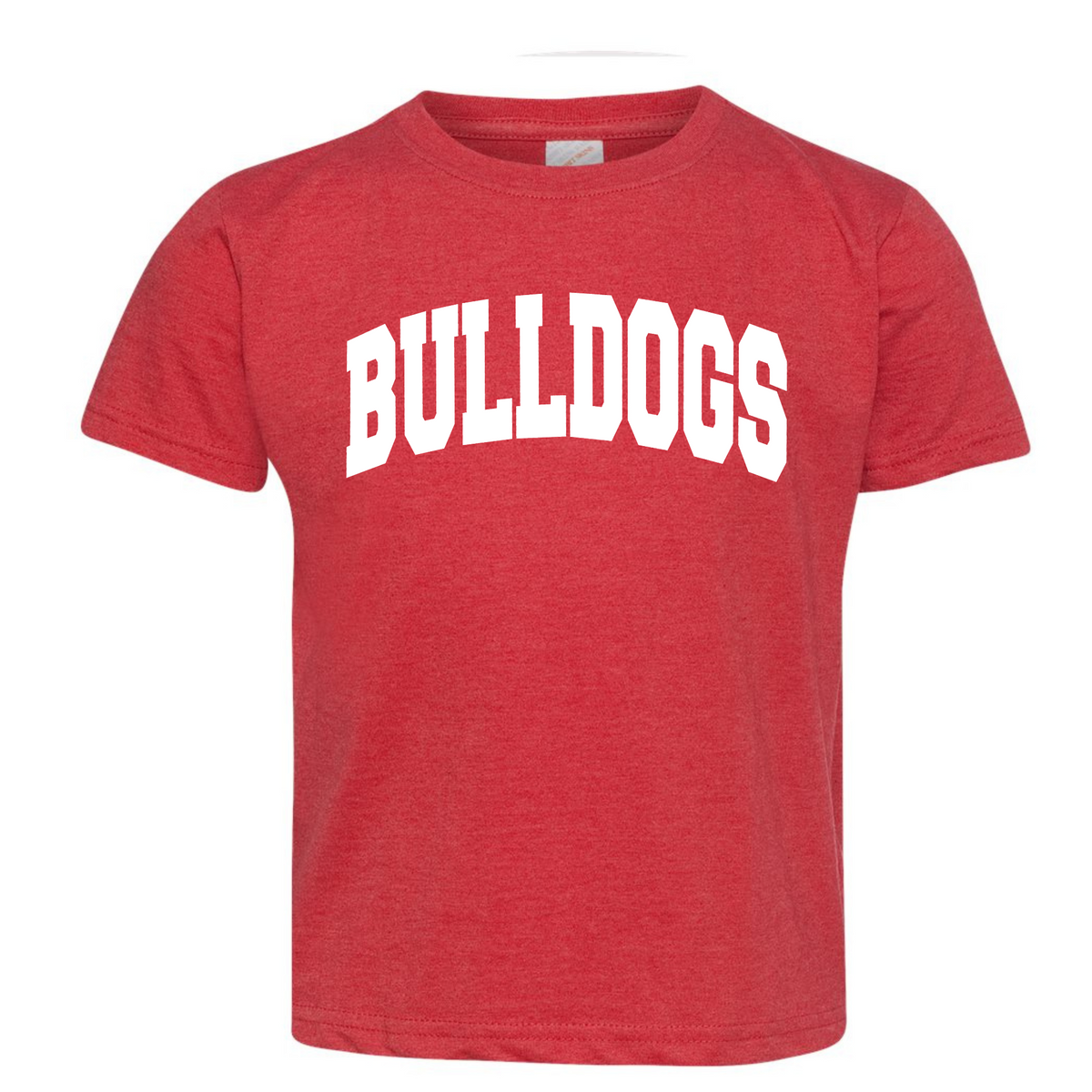 Collegiate Bulldogs toddler T-shirt in Vintage Red, Rabbit Skins flat lay