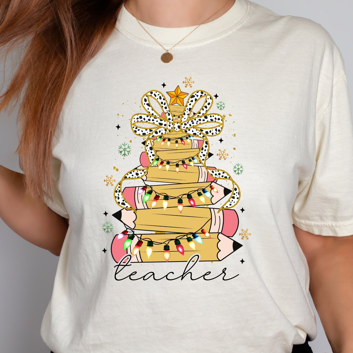 Pencil Christmas Tree Teacher Tshirt