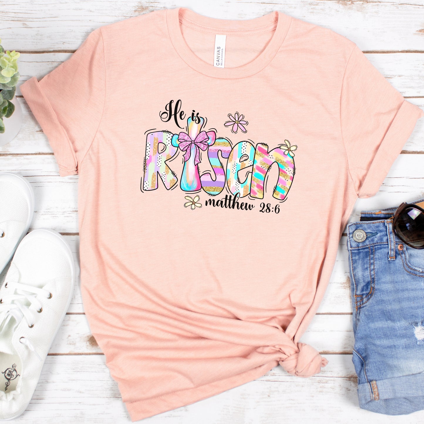 He is Risen Pastel Easter Tshirt