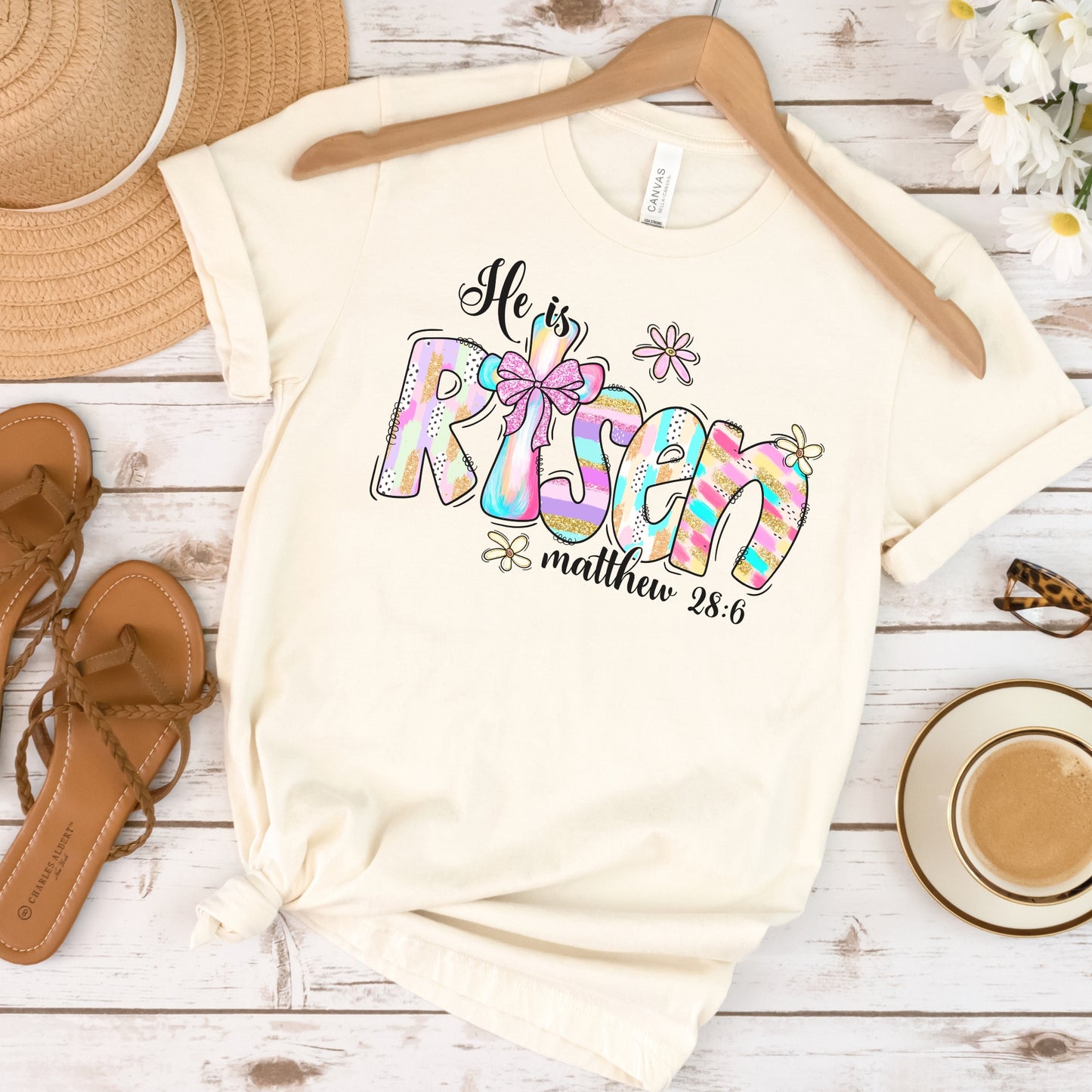 He is Risen Pastel Easter Tshirt