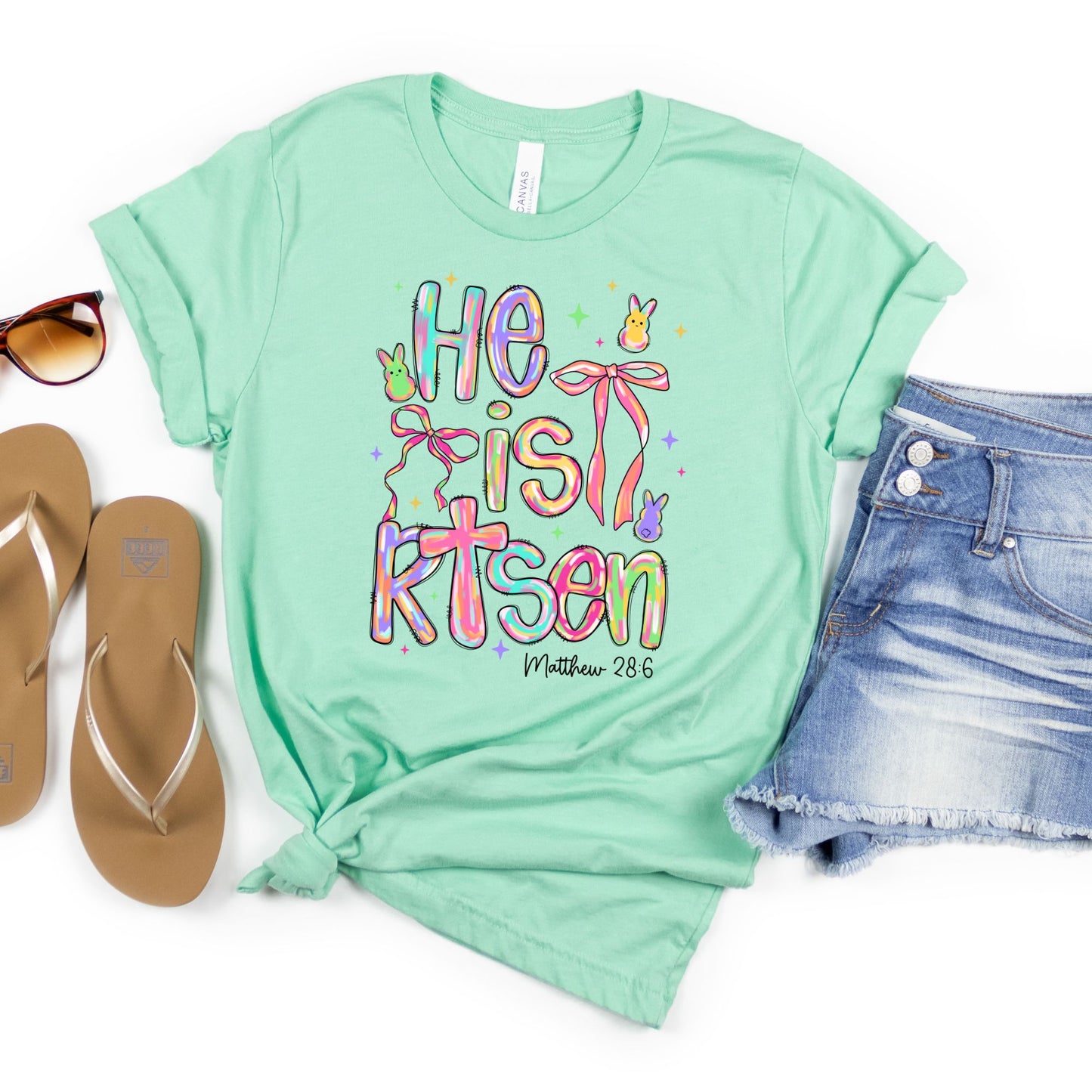 He is Risen Peep and Bow Easter Shirt