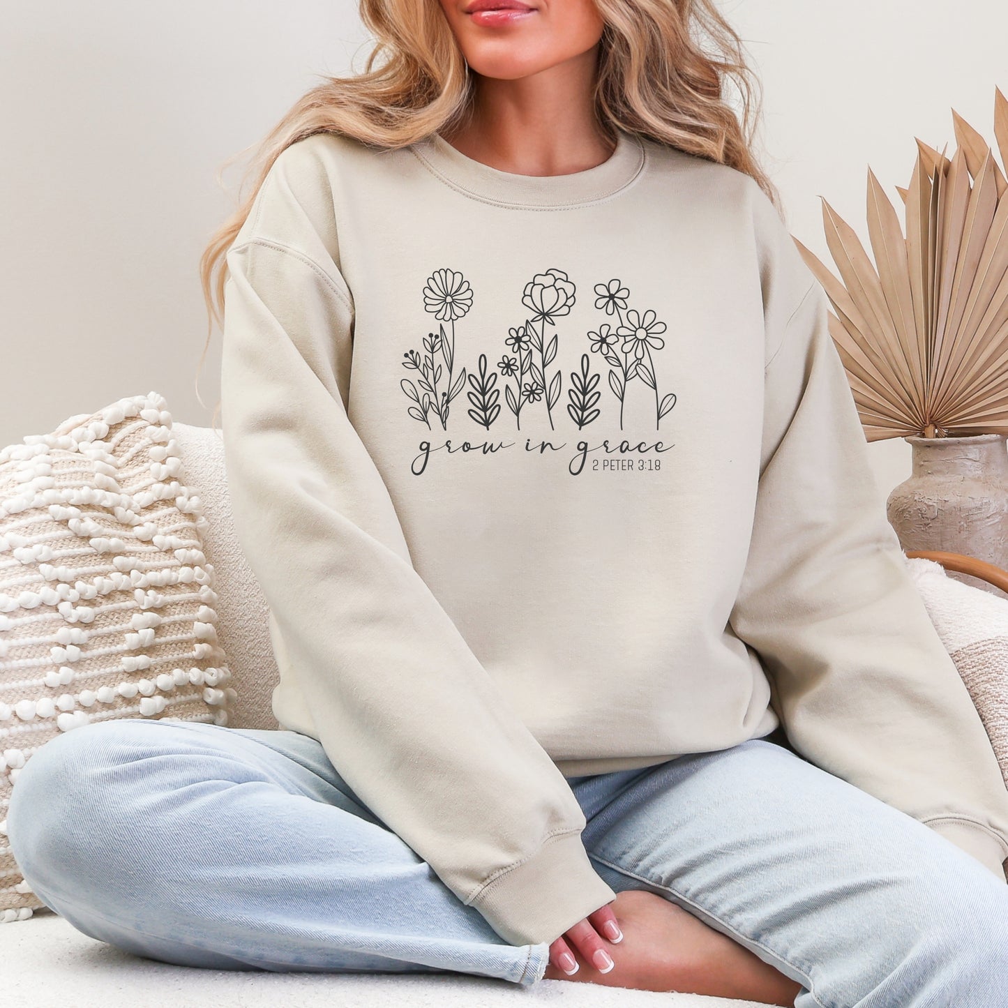Grow in Grace Religious Bible Verse Sweatshirt