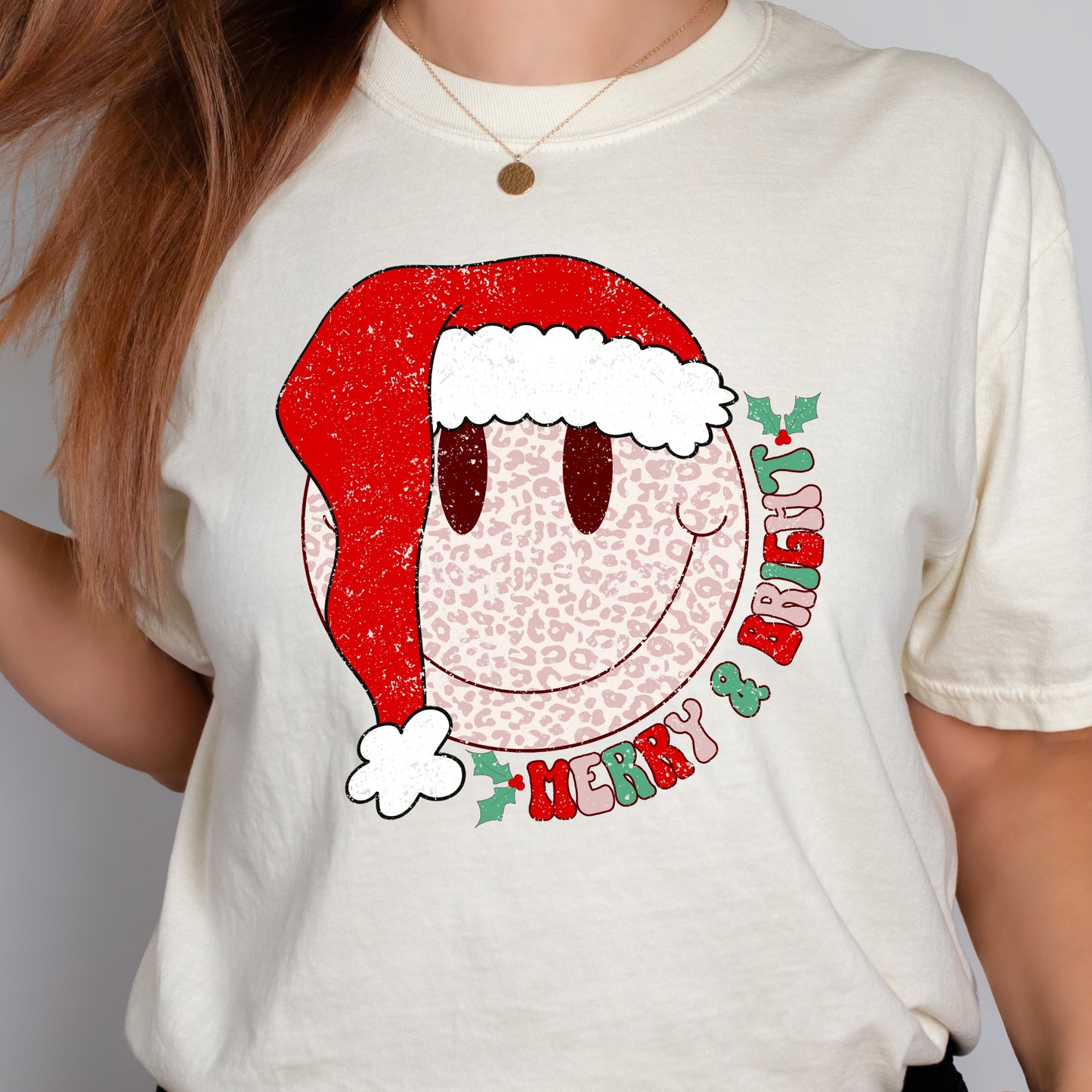 Smiley Face Christmas Santa Tshirt
