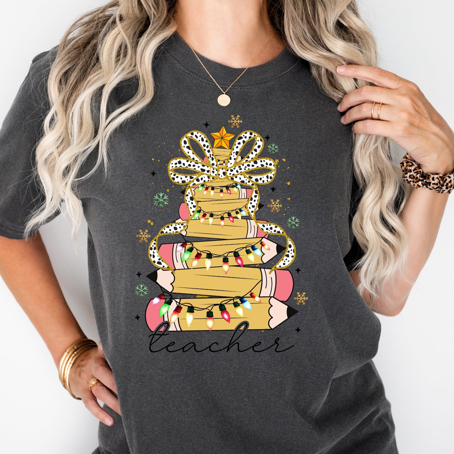 Pencil Christmas Tree Teacher Tshirt
