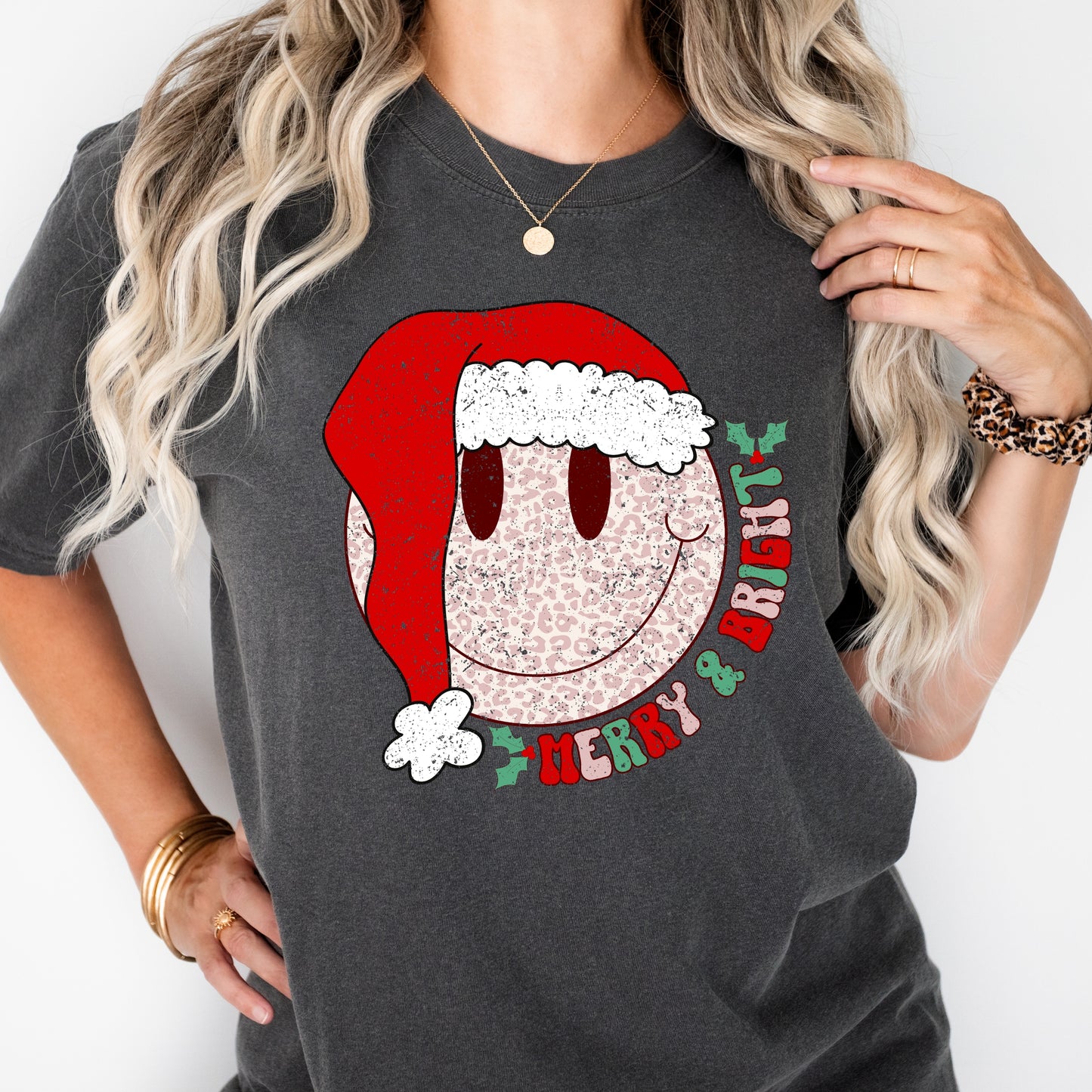 Smiley Face Christmas Santa Tshirt