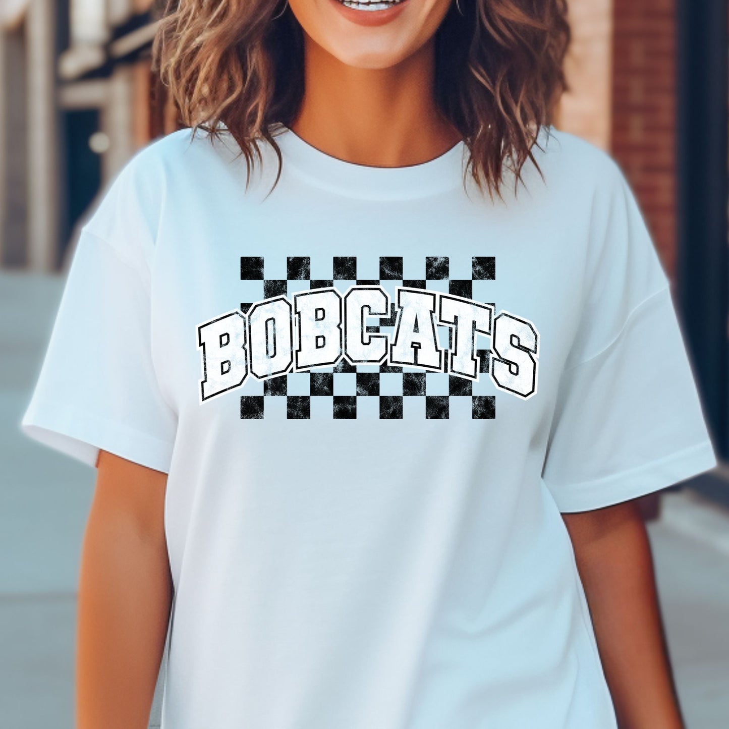 Bobcats with Checkered Background Tshirt