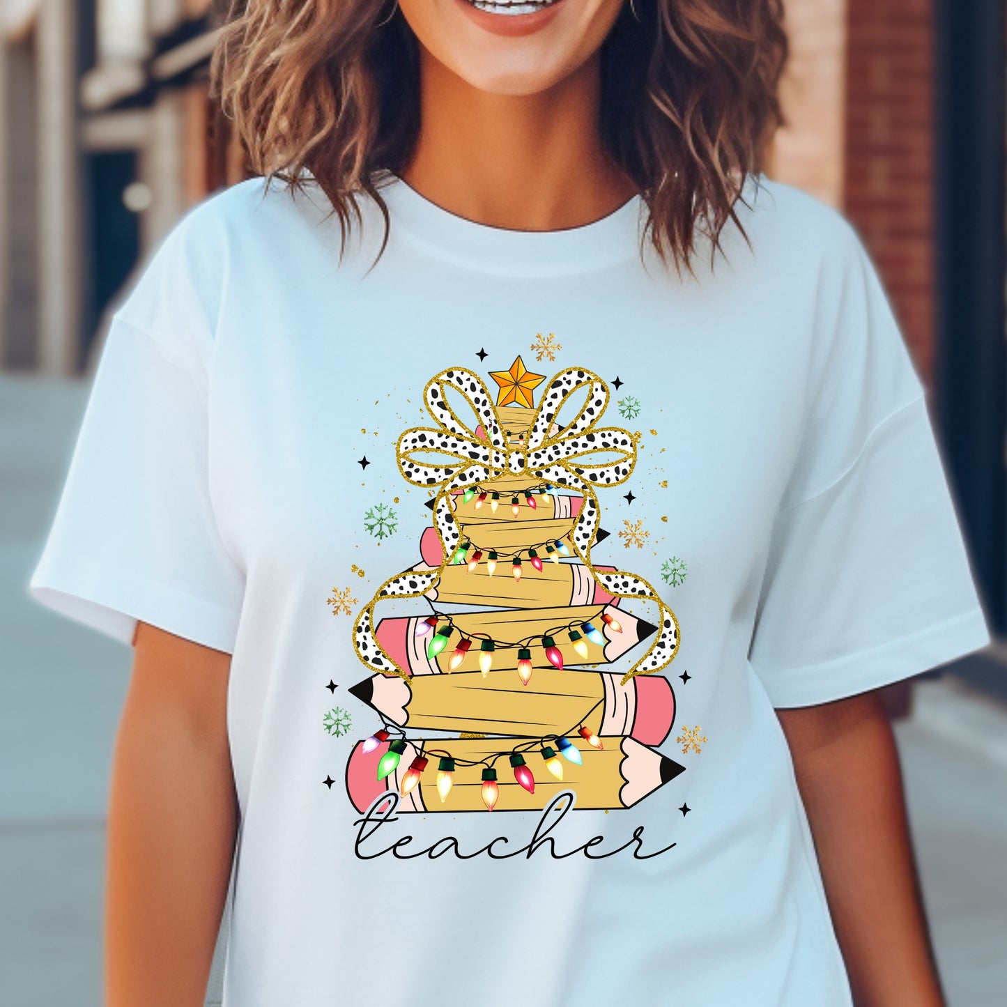 Pencil Christmas Tree Teacher Tshirt