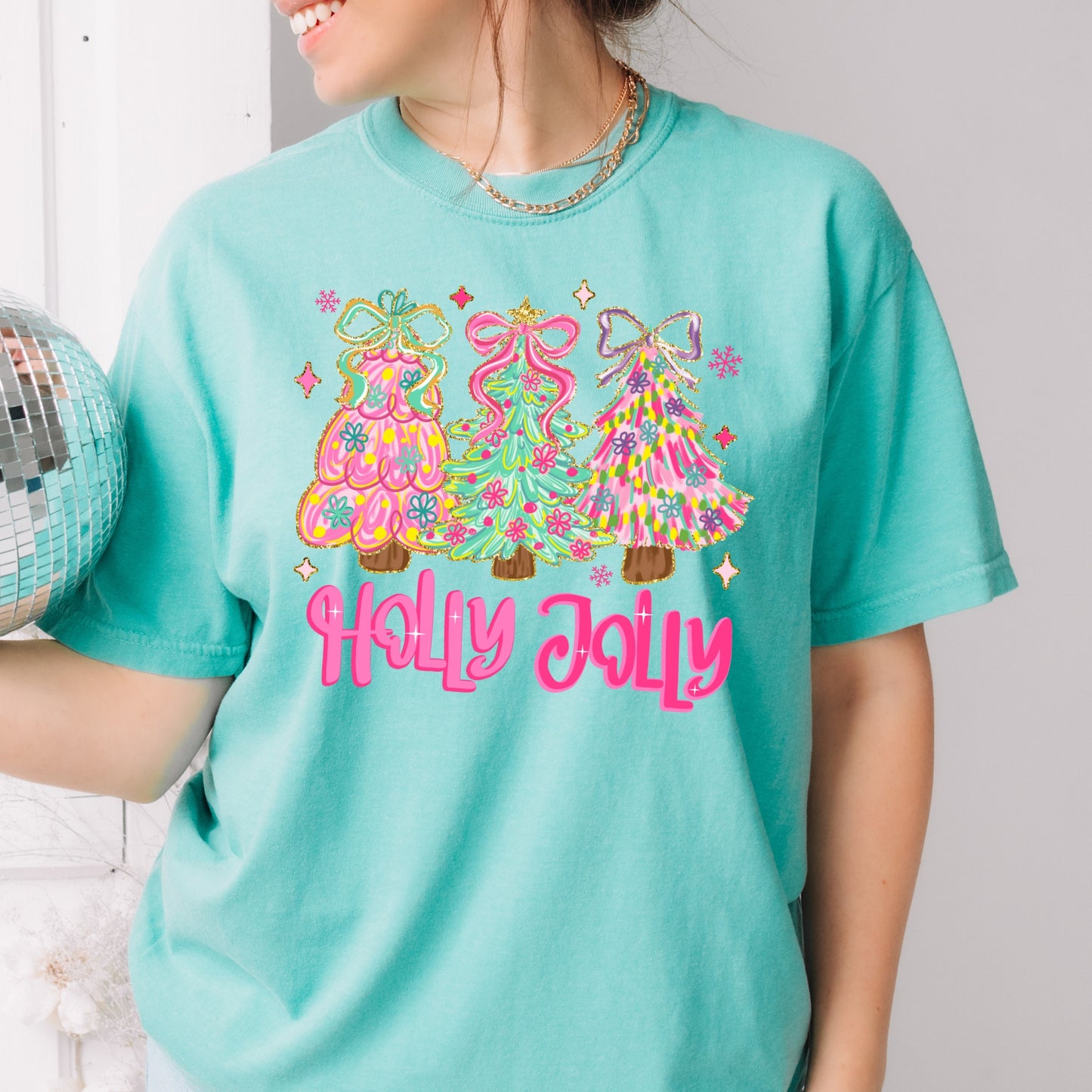 Holly Jolly Coquette Christmas Trees Tee – Comfort Colors