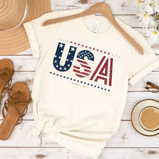Glitter USA Baseball Patriotic July 4th Memorial Day Tshirt