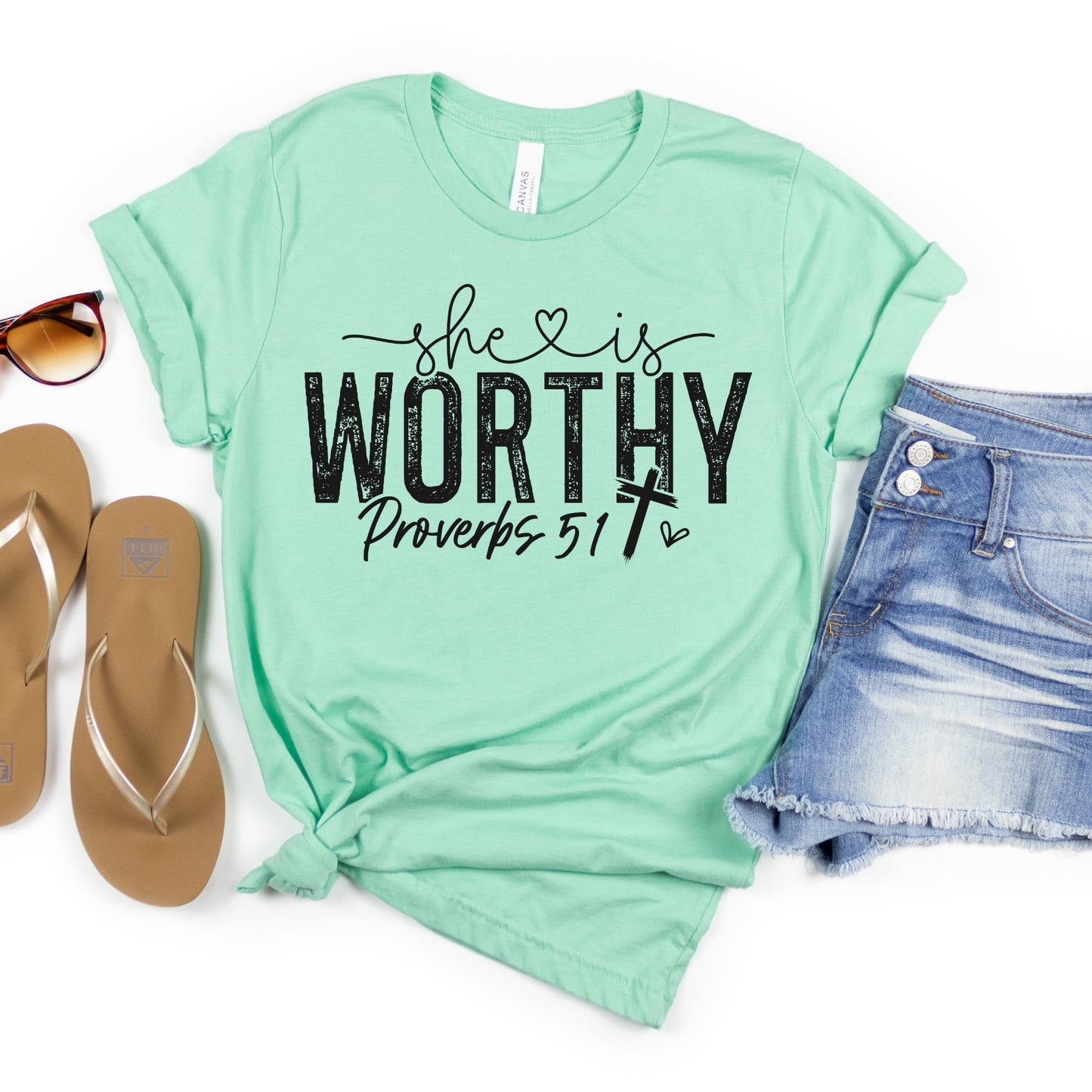 She is Worthy Religious Bible Verse T-shirt