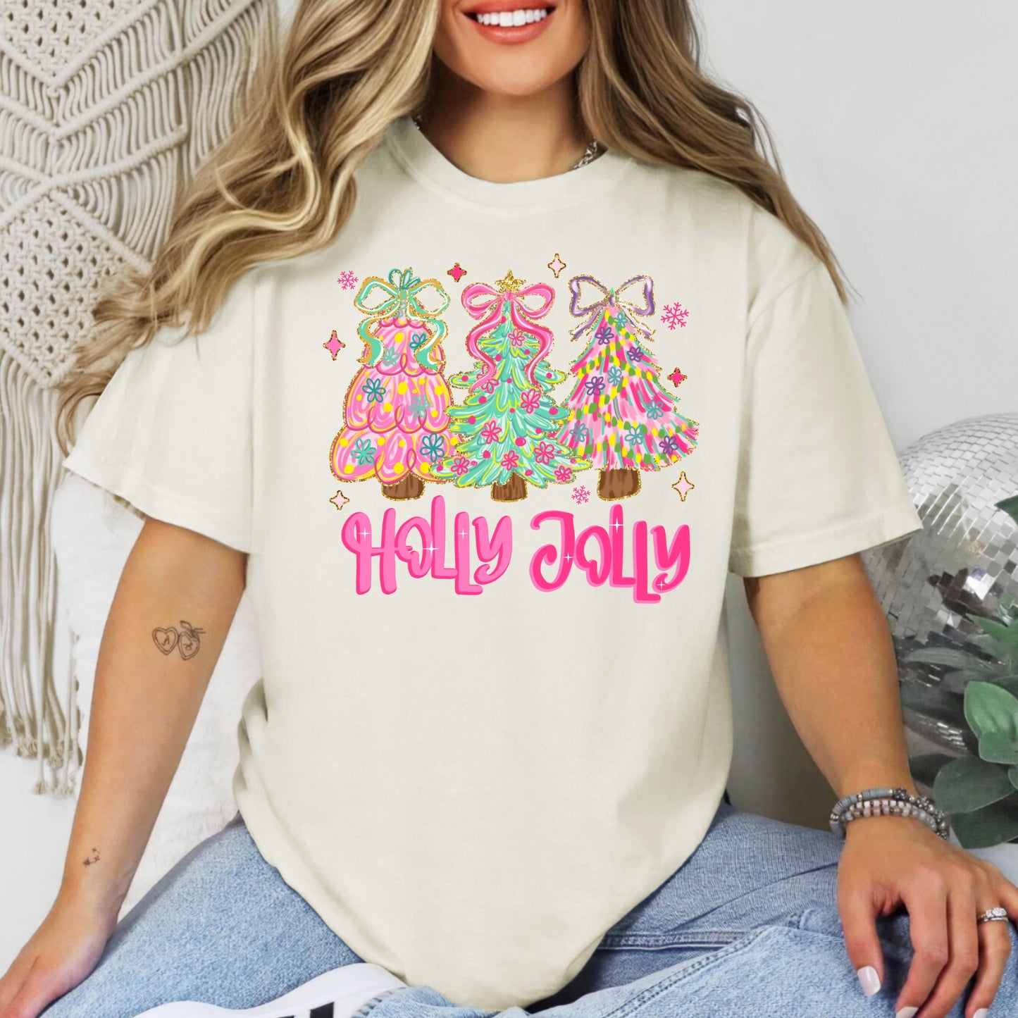 Holly Jolly Coquette Christmas Trees Tee – Comfort Colors