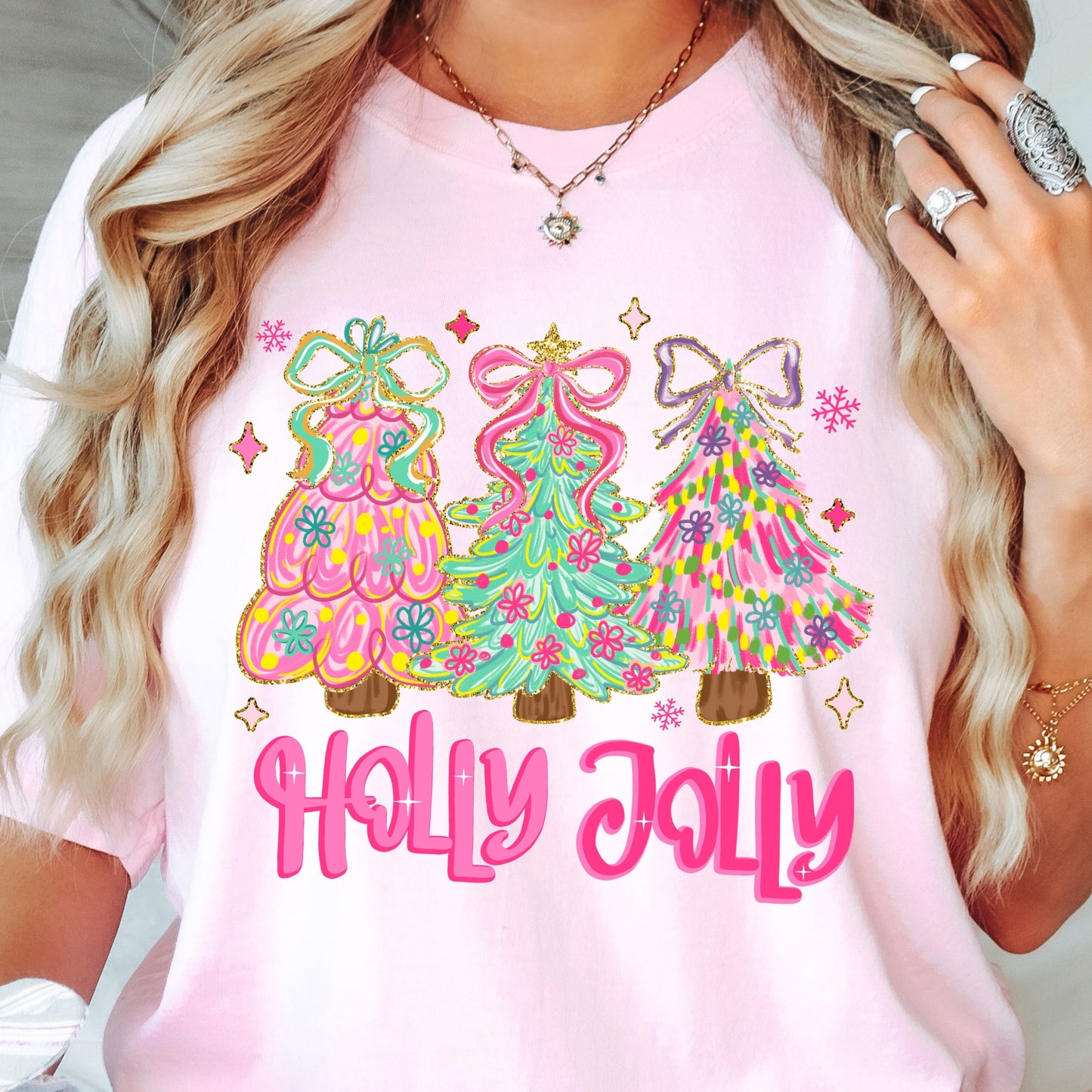 Holly Jolly Coquette Christmas Trees Tee – Comfort Colors