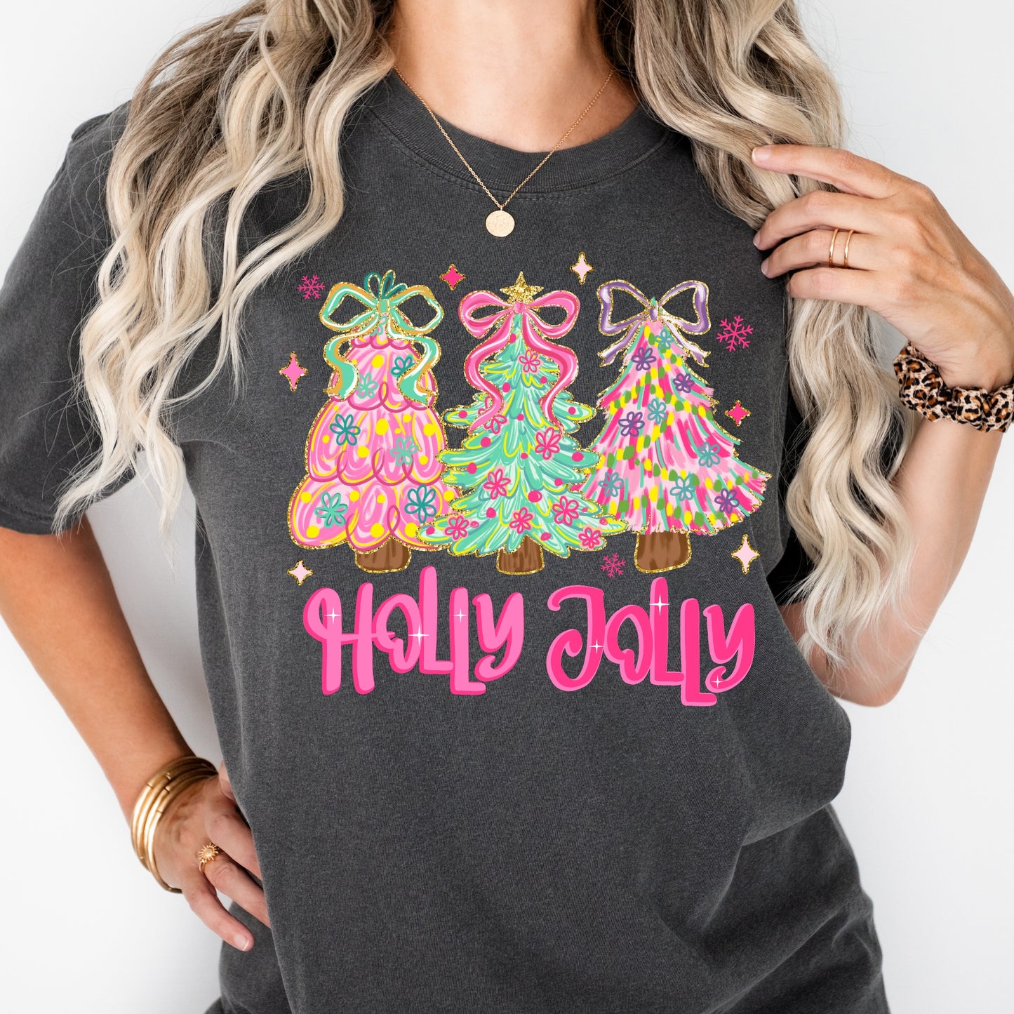 Holly Jolly Coquette Christmas Trees Tee – Comfort Colors