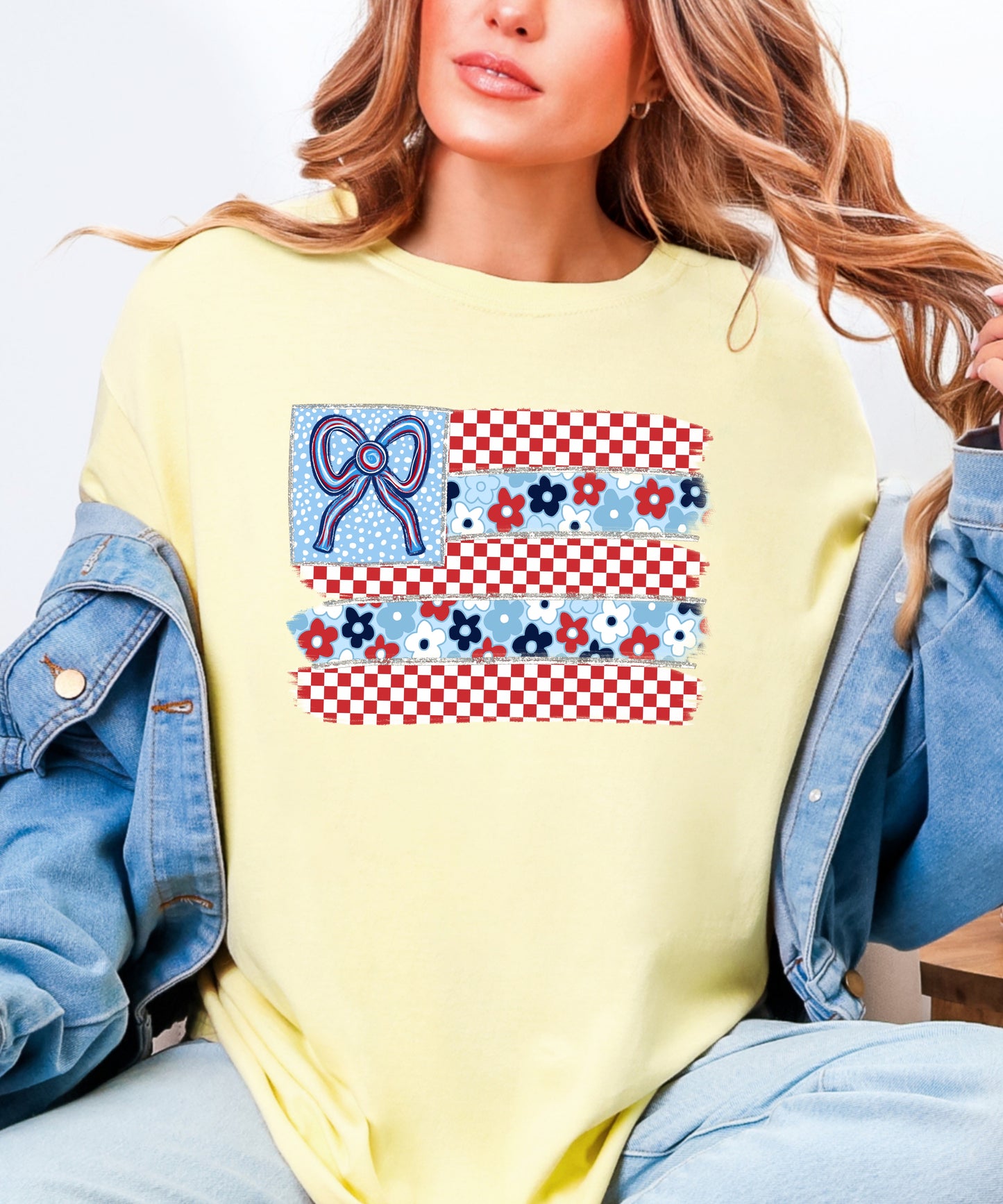 United States Flag Floral Coquette Comfort Colors Tshirt