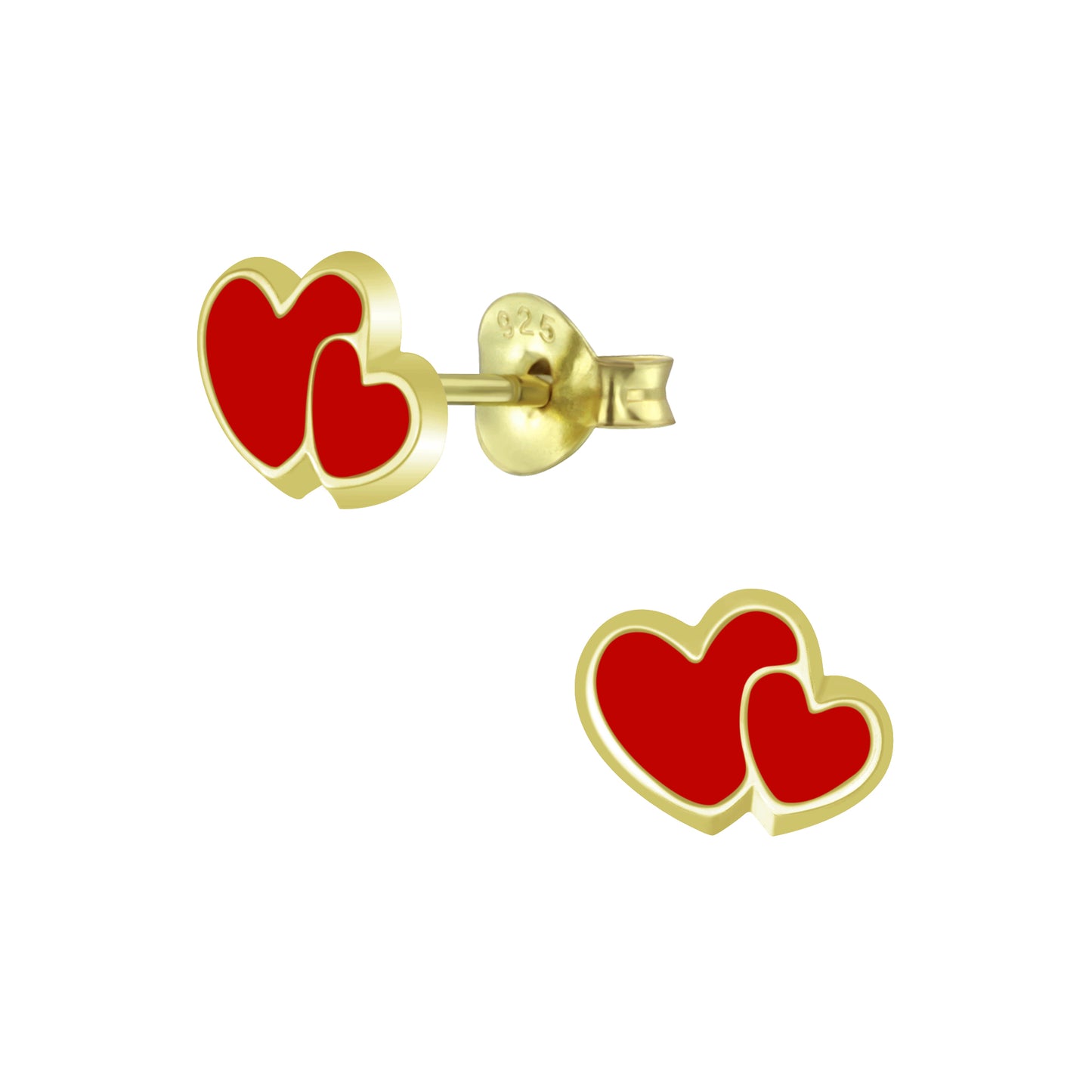 a pair of heart shaped earrings on a white background