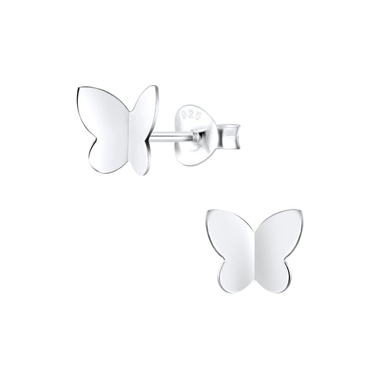 a pair of earrings with a butterfly design