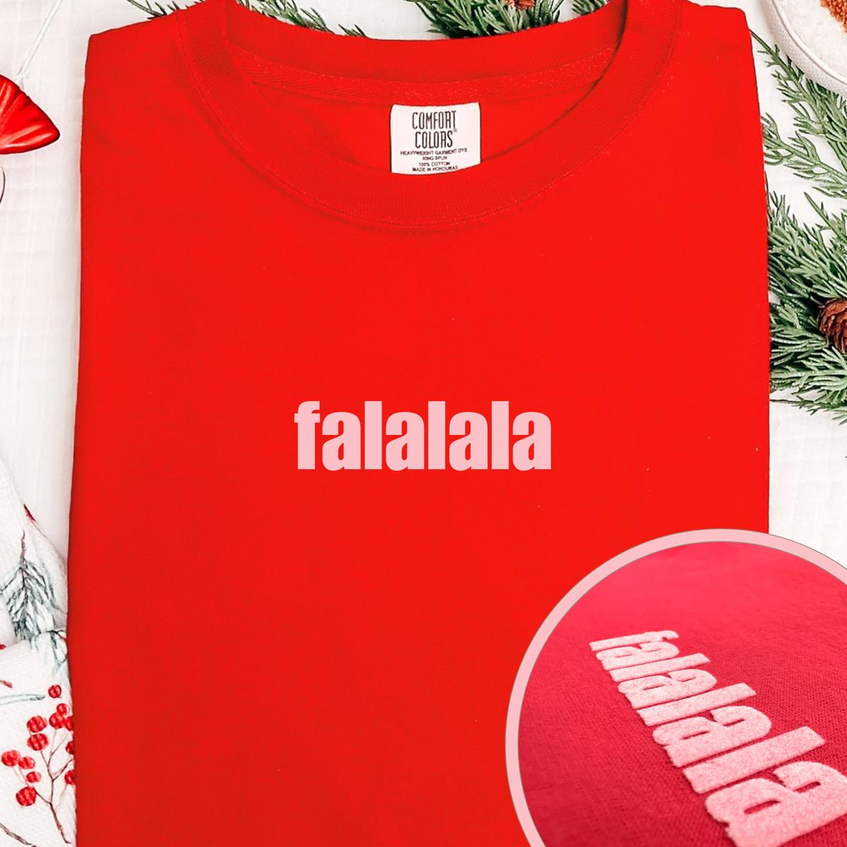 Falalala Christmas T-Shirt in Red