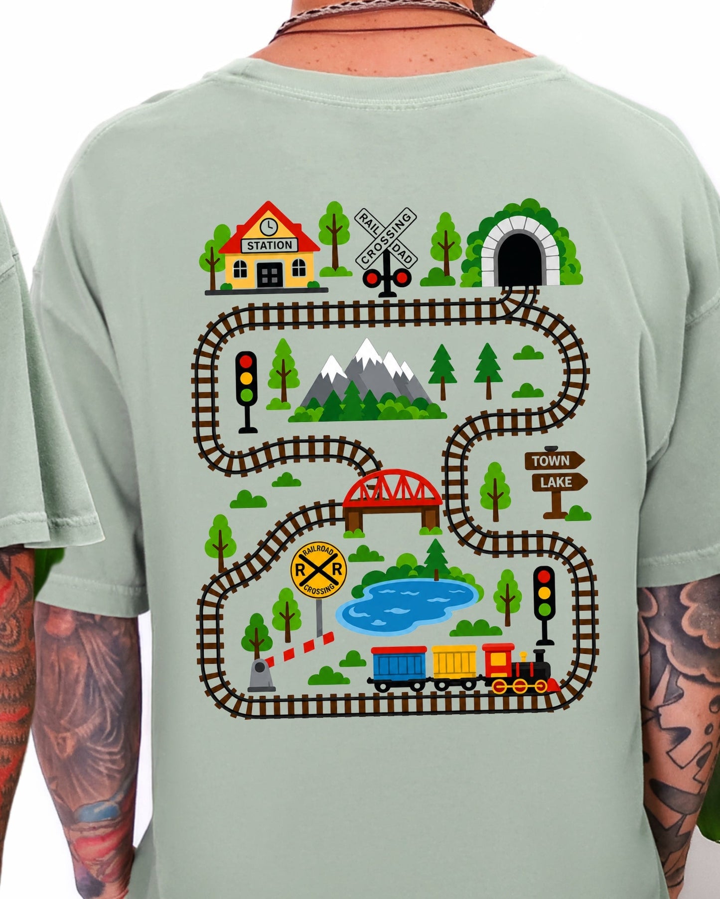 Tired Dads Club Train Shirt, Play Mat Tshirt for Dad, Interactive Tee, Fun Dad Gift, Train Engineer Shirt, Sensory Play Tee