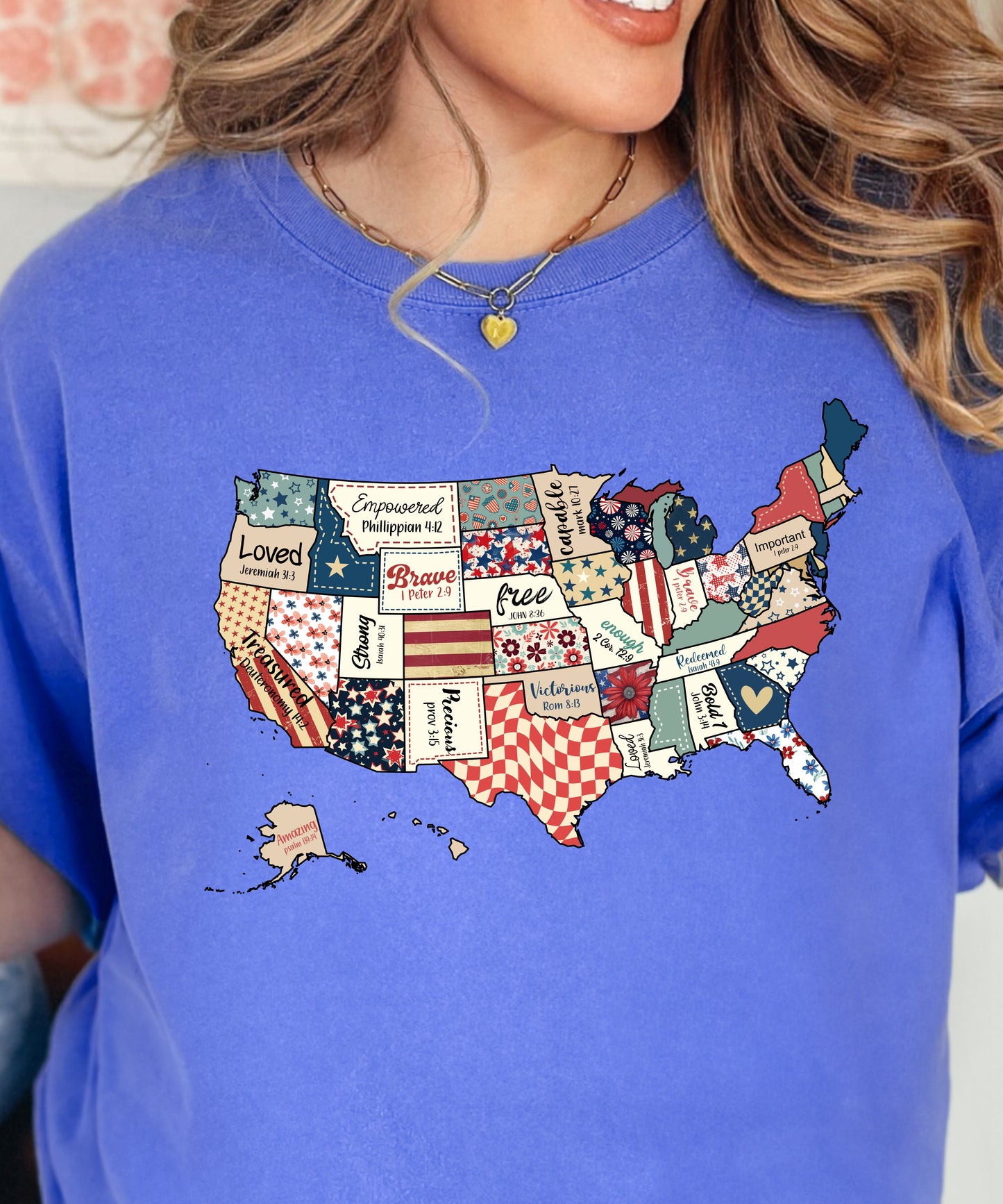 Faith USA Map T-Shirt | Scripture-Inspired Patriotic Comfort Colors Tee