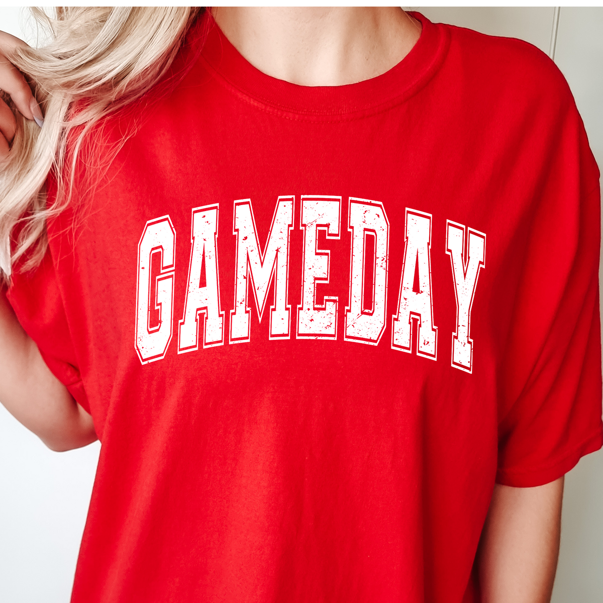 Game Day Comfort Colors 1717 T-shirt in Red, lifestyle view