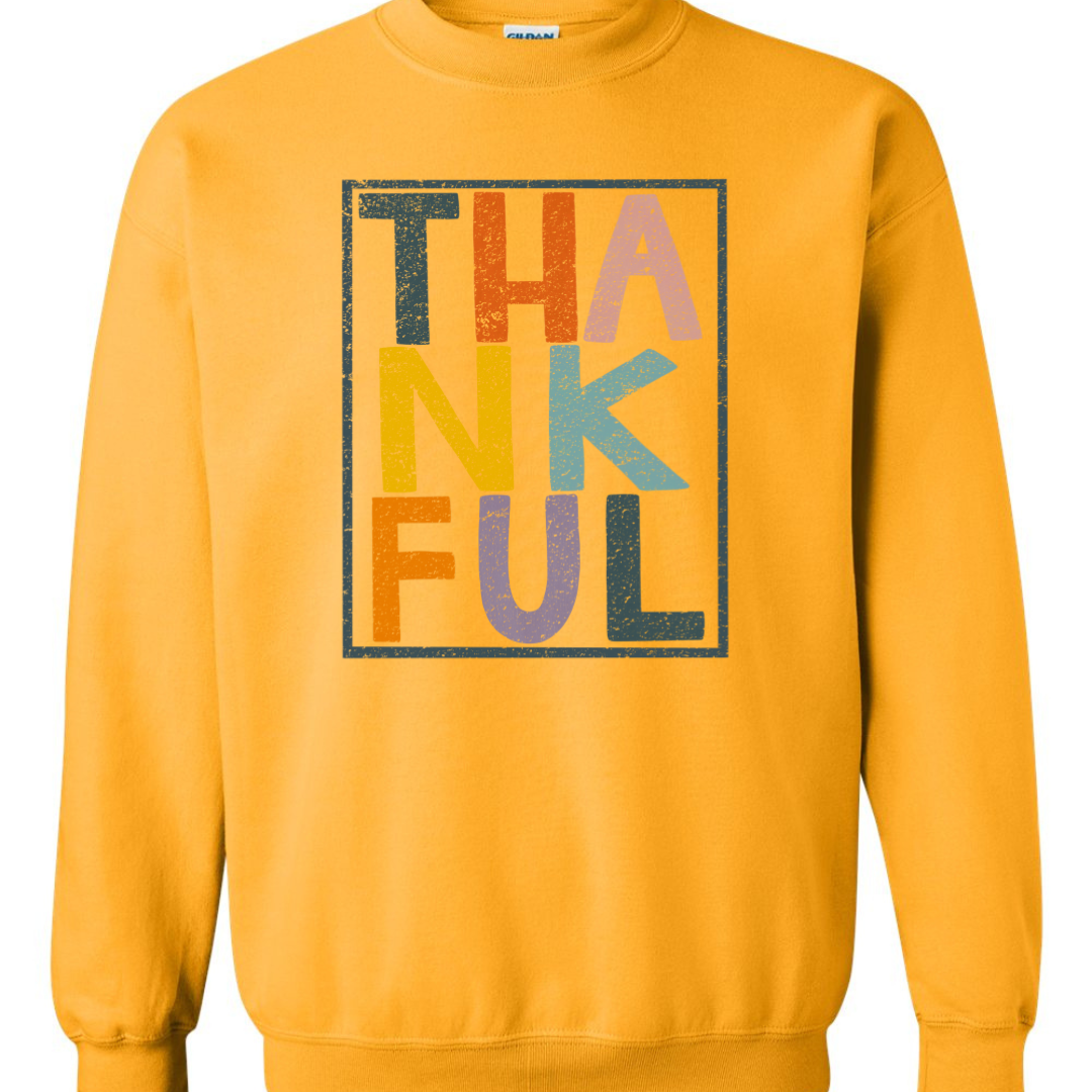 Rectangular Thankful Colorful Women's Fall Sweatshirt