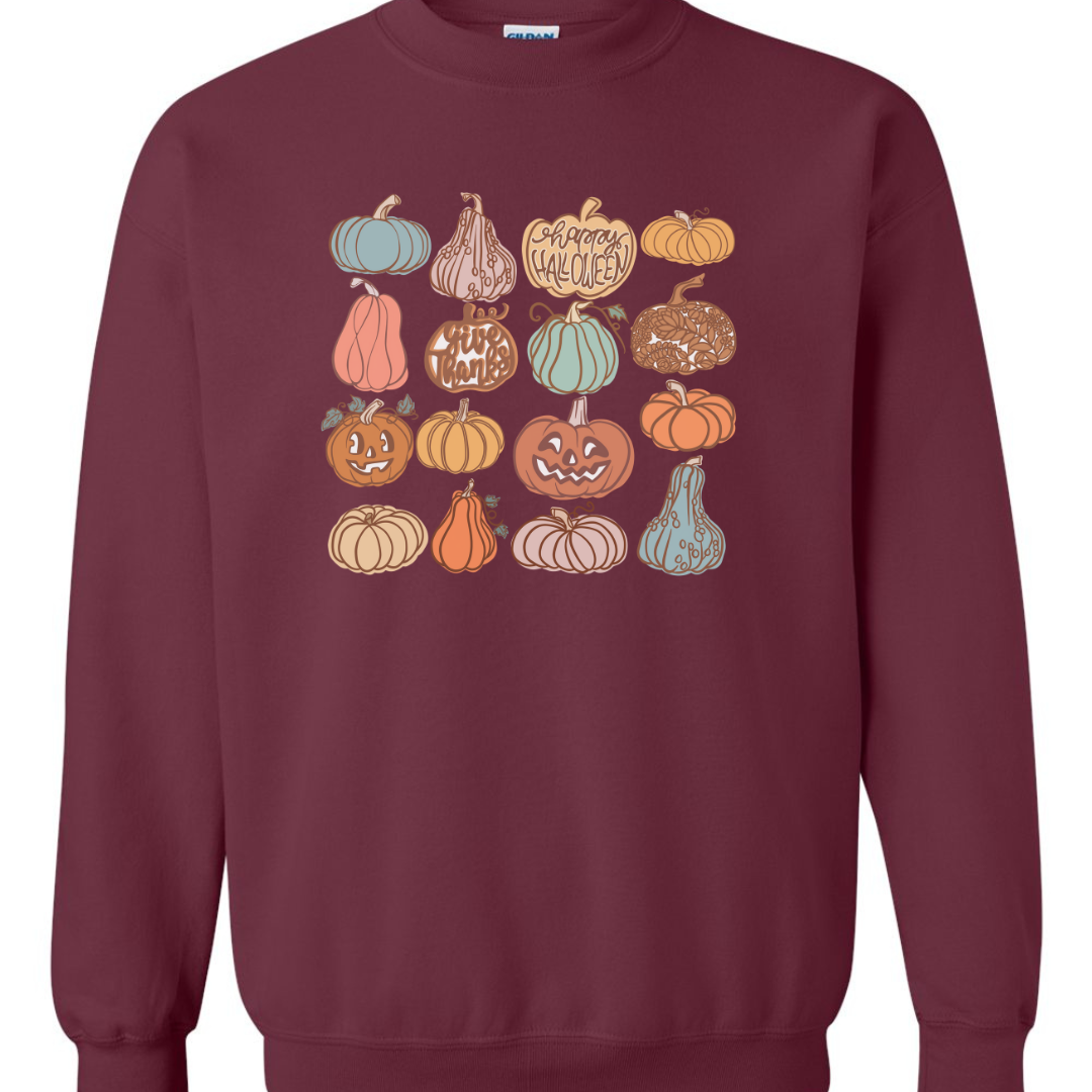 Pumpkin Grid Fall Sweatshirt