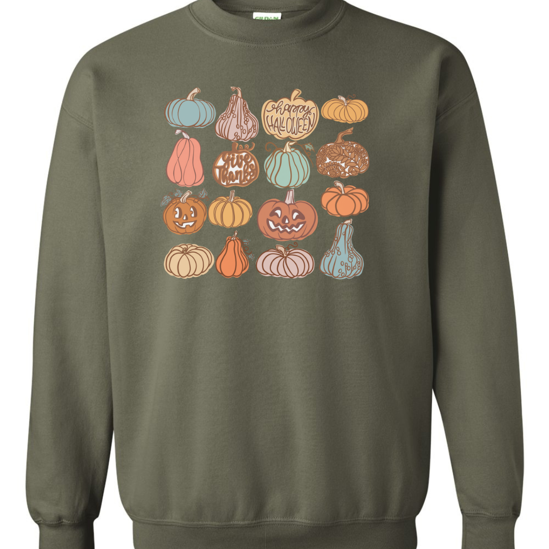 Pumpkin Grid Fall Sweatshirt