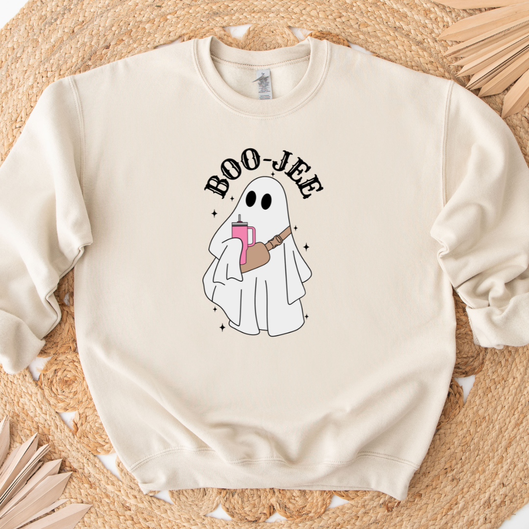 Boojee Ghost with Stanley Cup and Crossbody bag Fall Sweatshirt