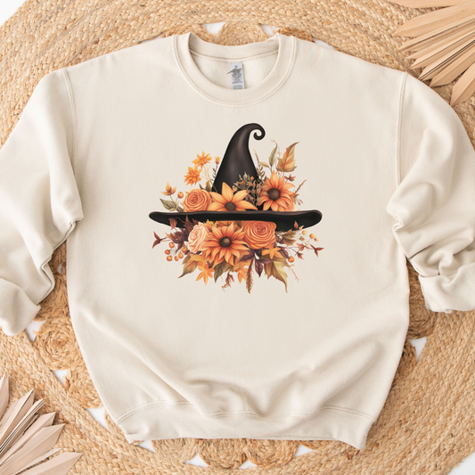 Floral Witch Hat Fall Sweatshirt