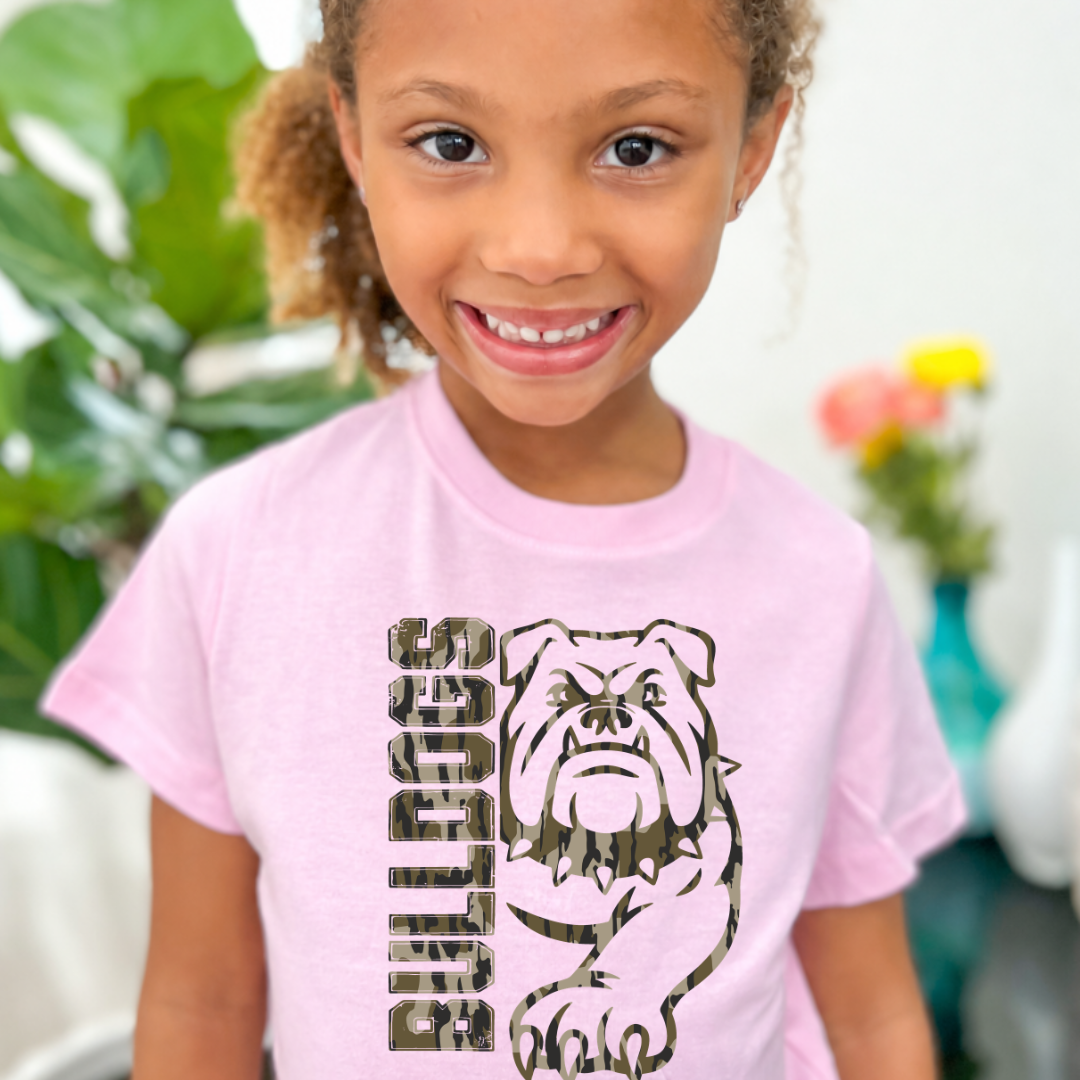 Hamilton Bulldogs camo bulldog toddler T-shirt in Pink